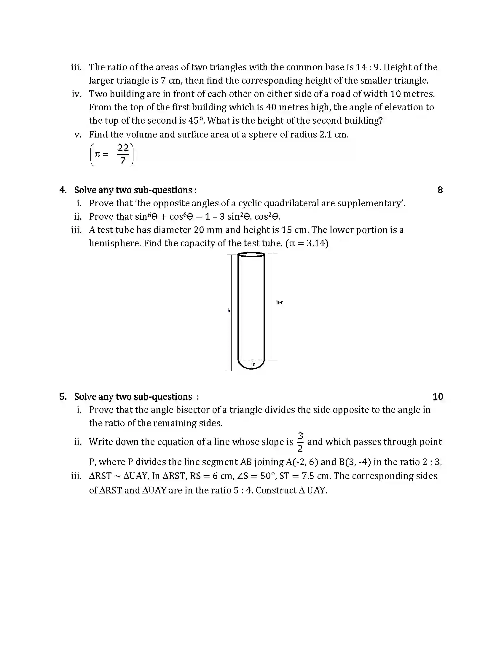 Maharashtra Board Class 10th 2015 Mathematics Geometry - 2015 Previous Year Paper 3