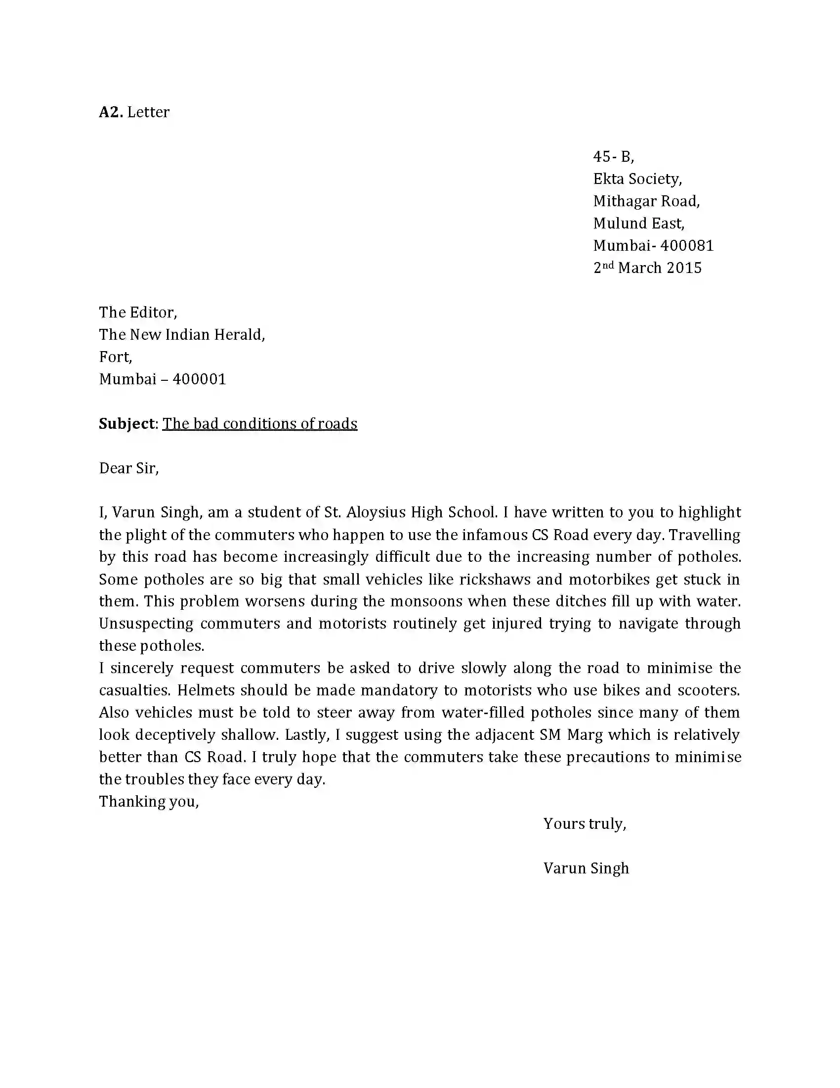 Maharashtra Board Class 10th 2015 English - 2015 Previous Year Paper 21