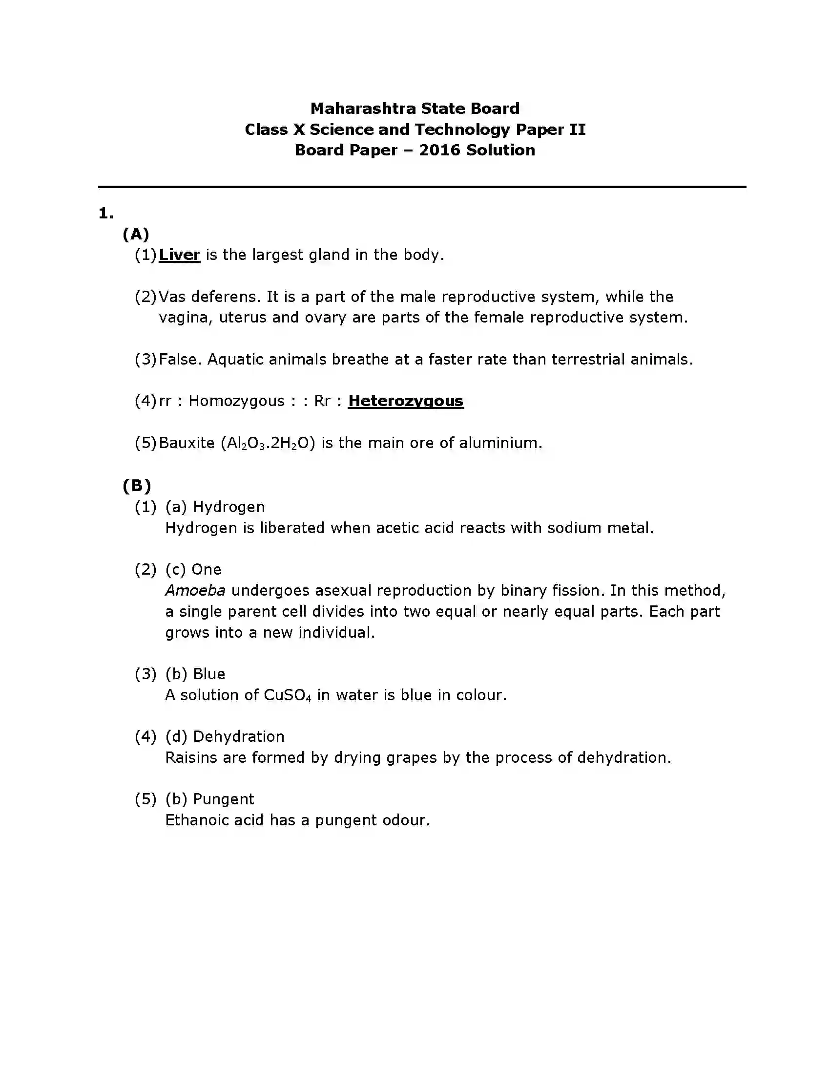 Maharashtra Board Class 10th 2016 Science & Technology - 2016 - Paper-II Previous Year Paper 4