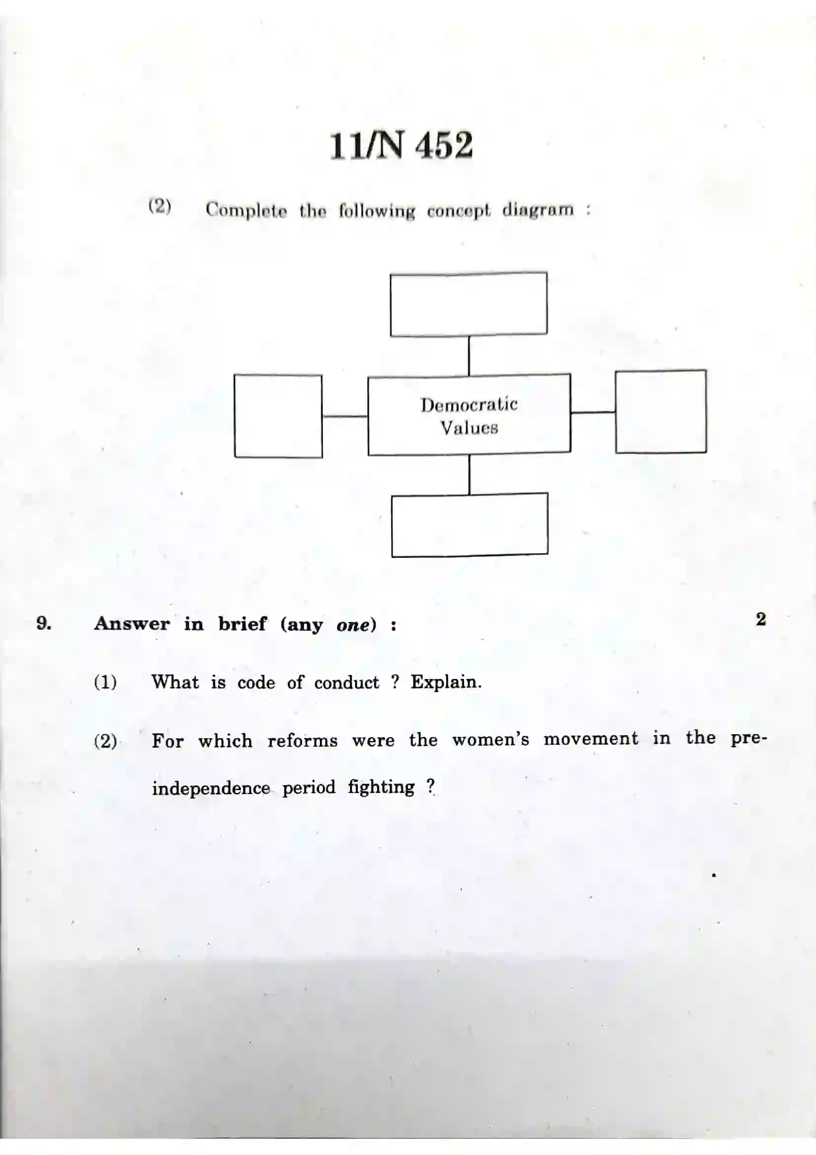 Maharashtra Board Class 10th 2020 History - March 2020 Previous Year Paper 11