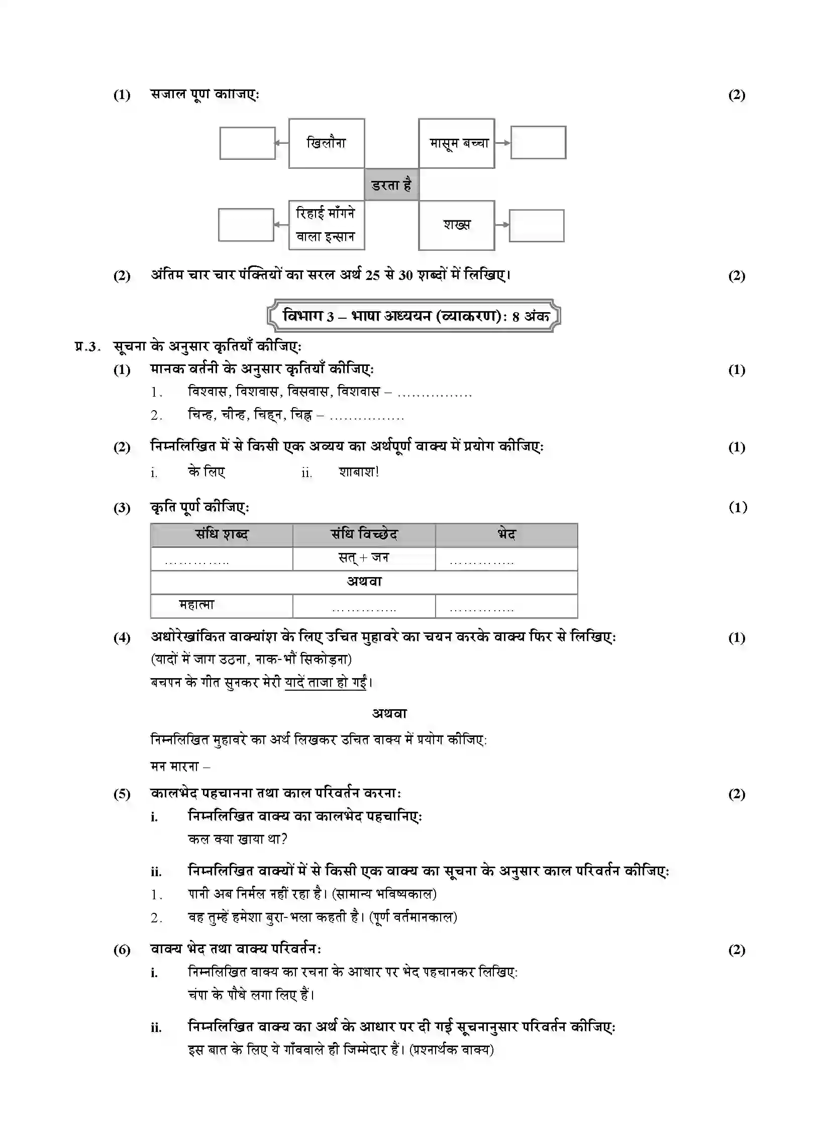 Maharashtra Board Class 10th 2020 Hindi Composite Lokvani - March 2020 Previous Year Paper 3