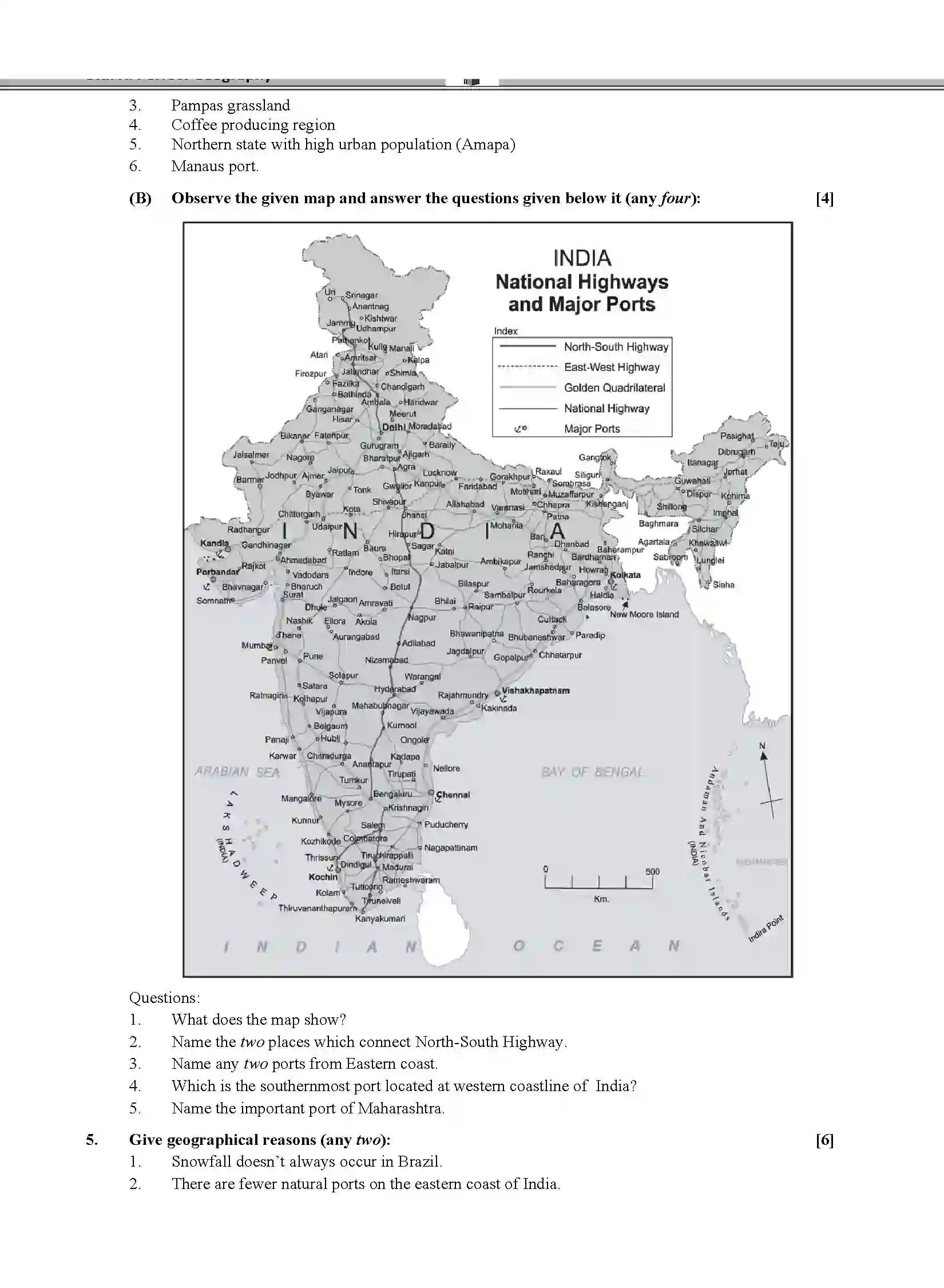 Maharashtra Board Class 10th 2020 Geography - July 2020 Previous Year Paper 2