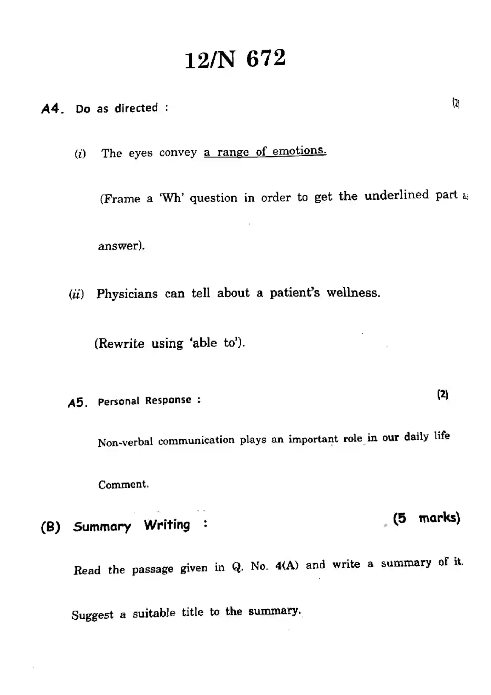 Maharashtra Board Class 10th 2022 English Previous Year Paper 12