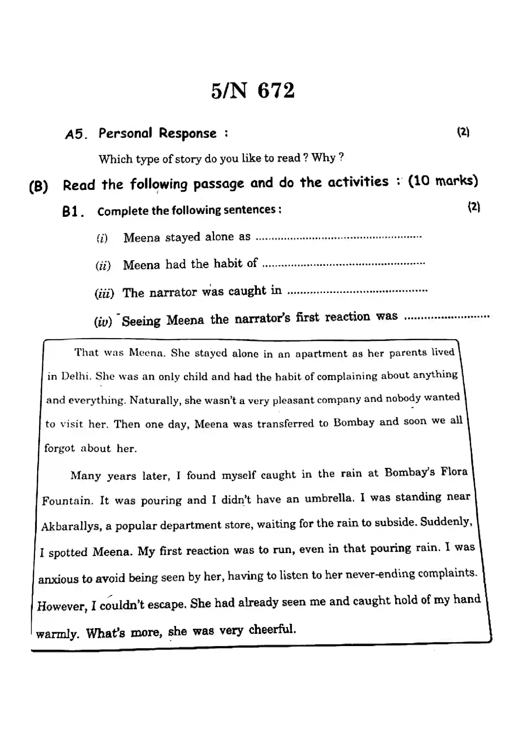Maharashtra Board Class 10th 2022 English Previous Year Paper 5