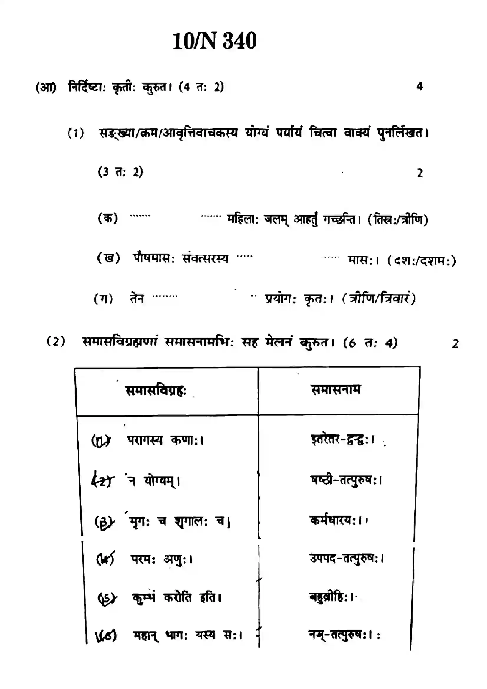 Maharashtra Board Class 10th 2022 Sanskrit Previous Year Paper 10