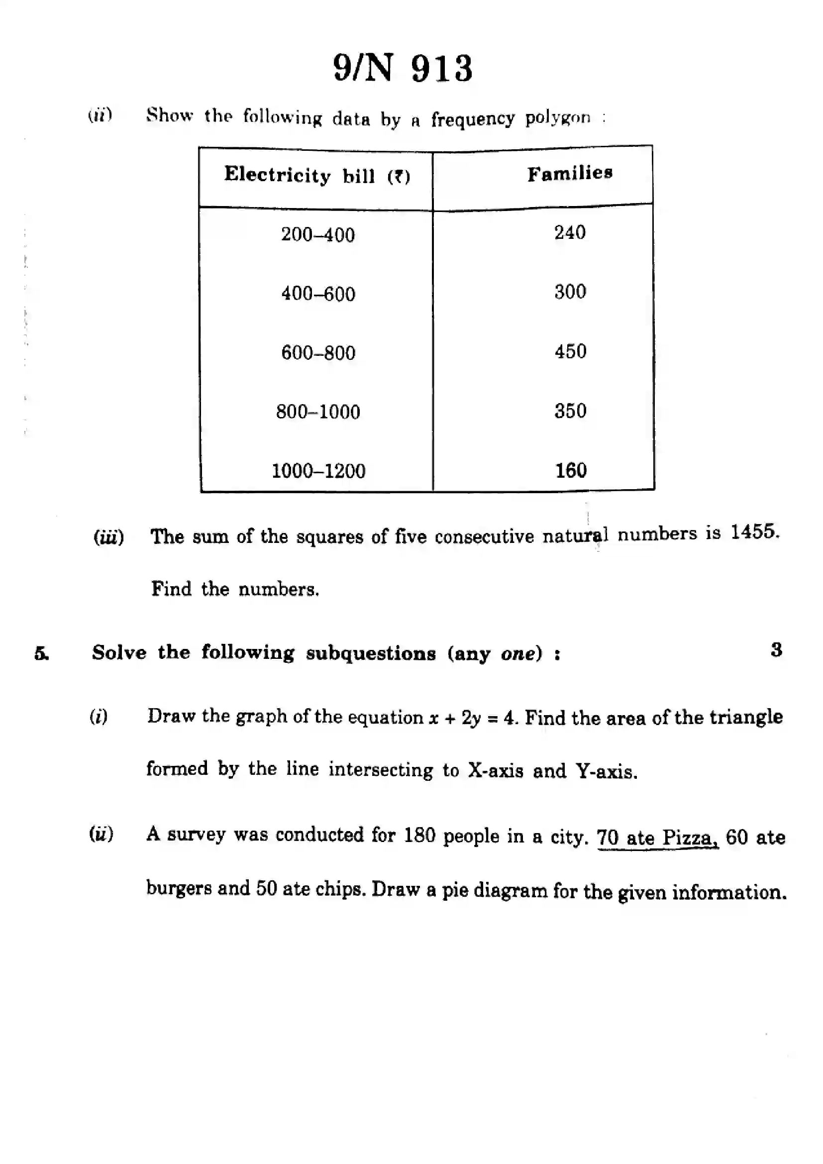 Maharashtra Board Class 10th 2023 Mathematics Algebra - 71-N-913 - 2023 Previous Year Paper 9