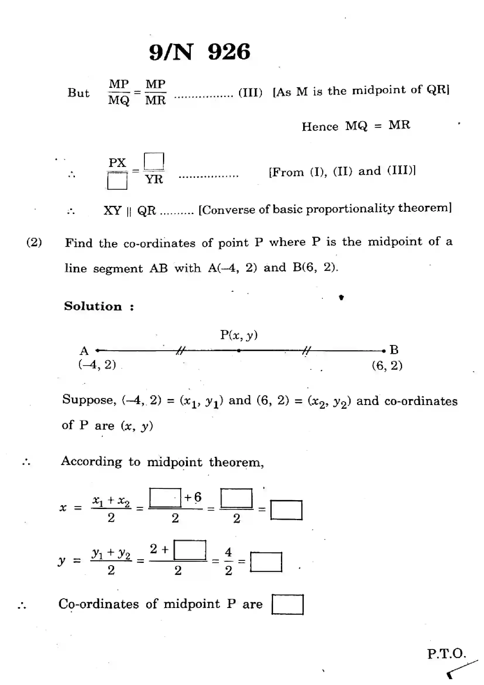 Maharashtra Board Class 10th 2023 Mathematics Geometry - 71-N-926 - 2023 Previous Year Paper 9