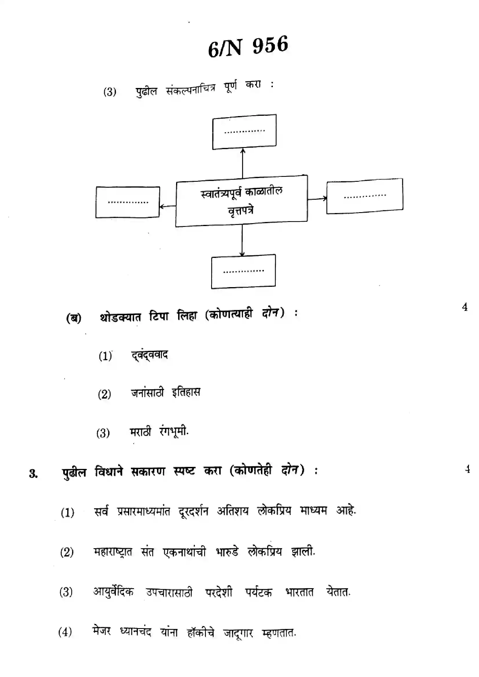 Maharashtra Board Class 10th 2023 Social Science History & Political Science - N-956 - 2023 Previous Year Paper 6