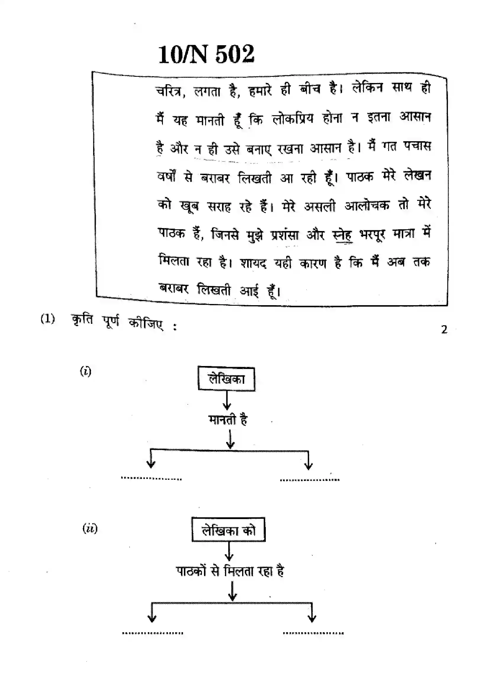 Maharashtra Board Class 10th 2024 Hindi Previous Year Paper 10