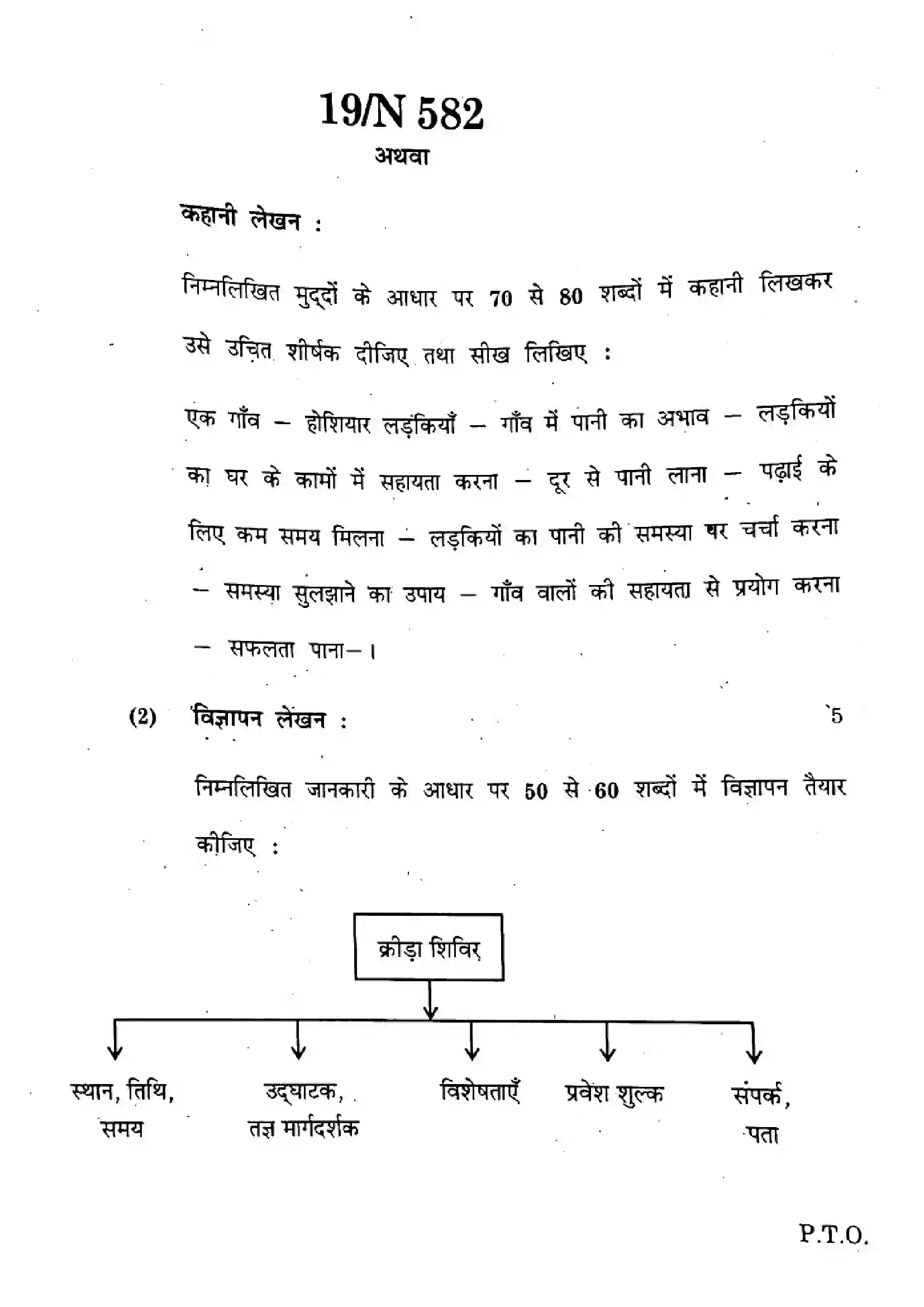 Maharashtra Board Class 10th 2024 हिंदी - (15) - (N-582) Previous Year Paper 19