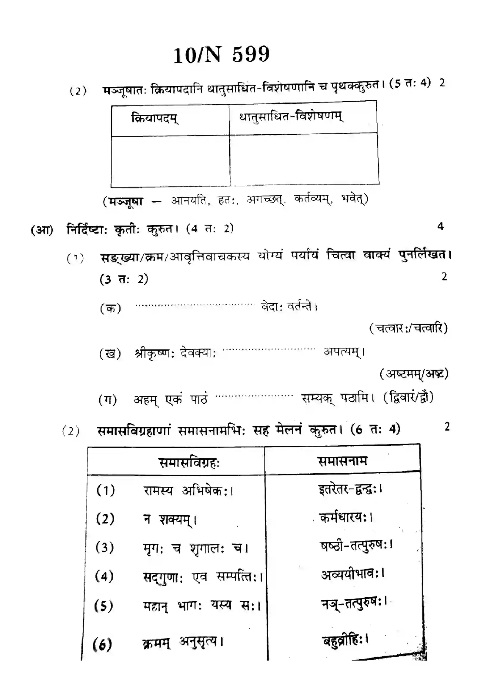 Maharashtra Board Class 10th 2024 Sanskrit Composite Previous Year Paper 10
