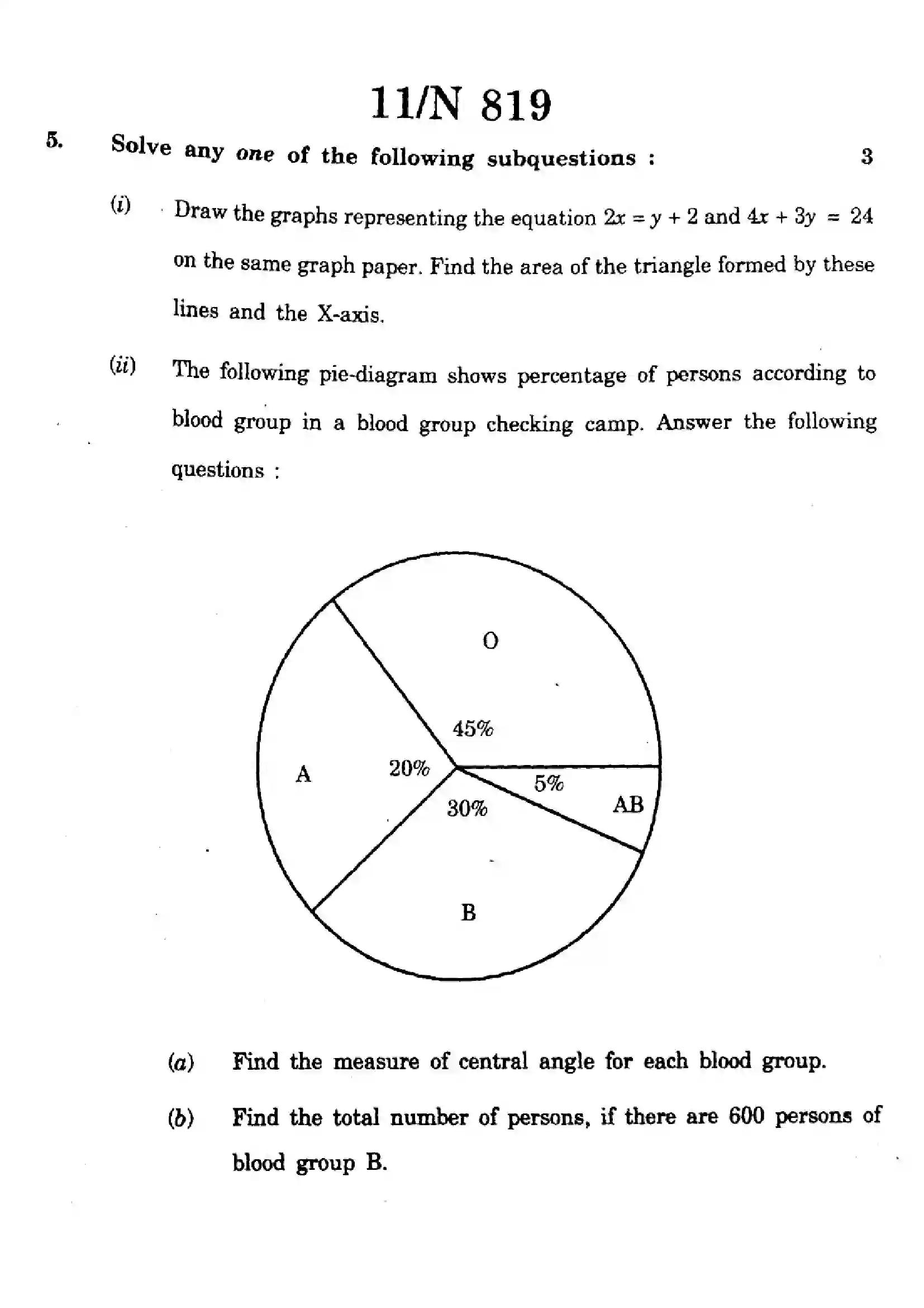 Maharashtra Board Class 10th 2025 Mathematics - Algebra - N-819 Previous Year Paper 11