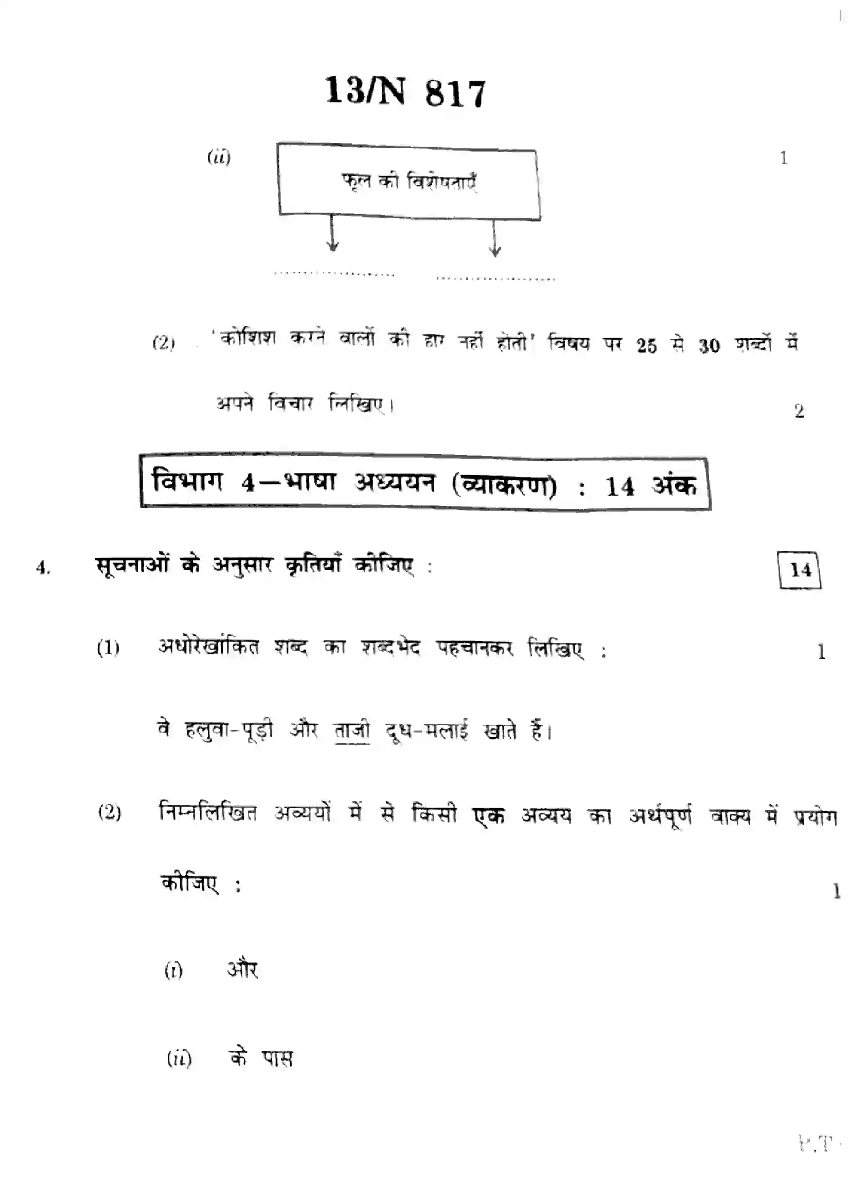 Maharashtra Board Class 10th 2025 Hindi (SL & TL) - N-817 Previous Year Paper 13
