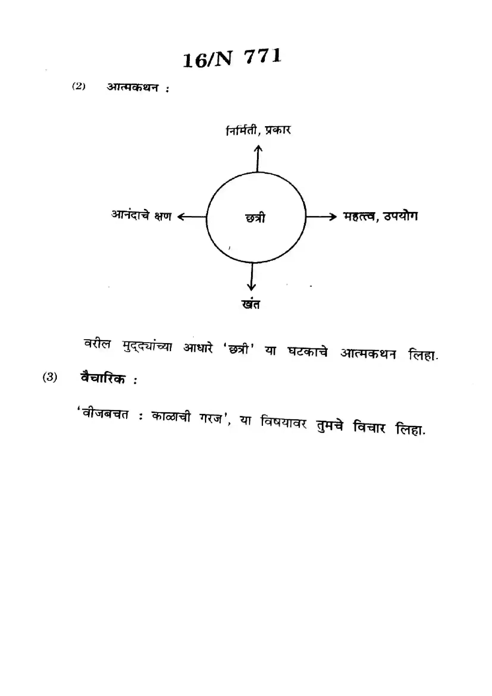 Maharashtra Board Class 10th 2025 Marathi (SL & TL) - N-771 Previous Year Paper 16