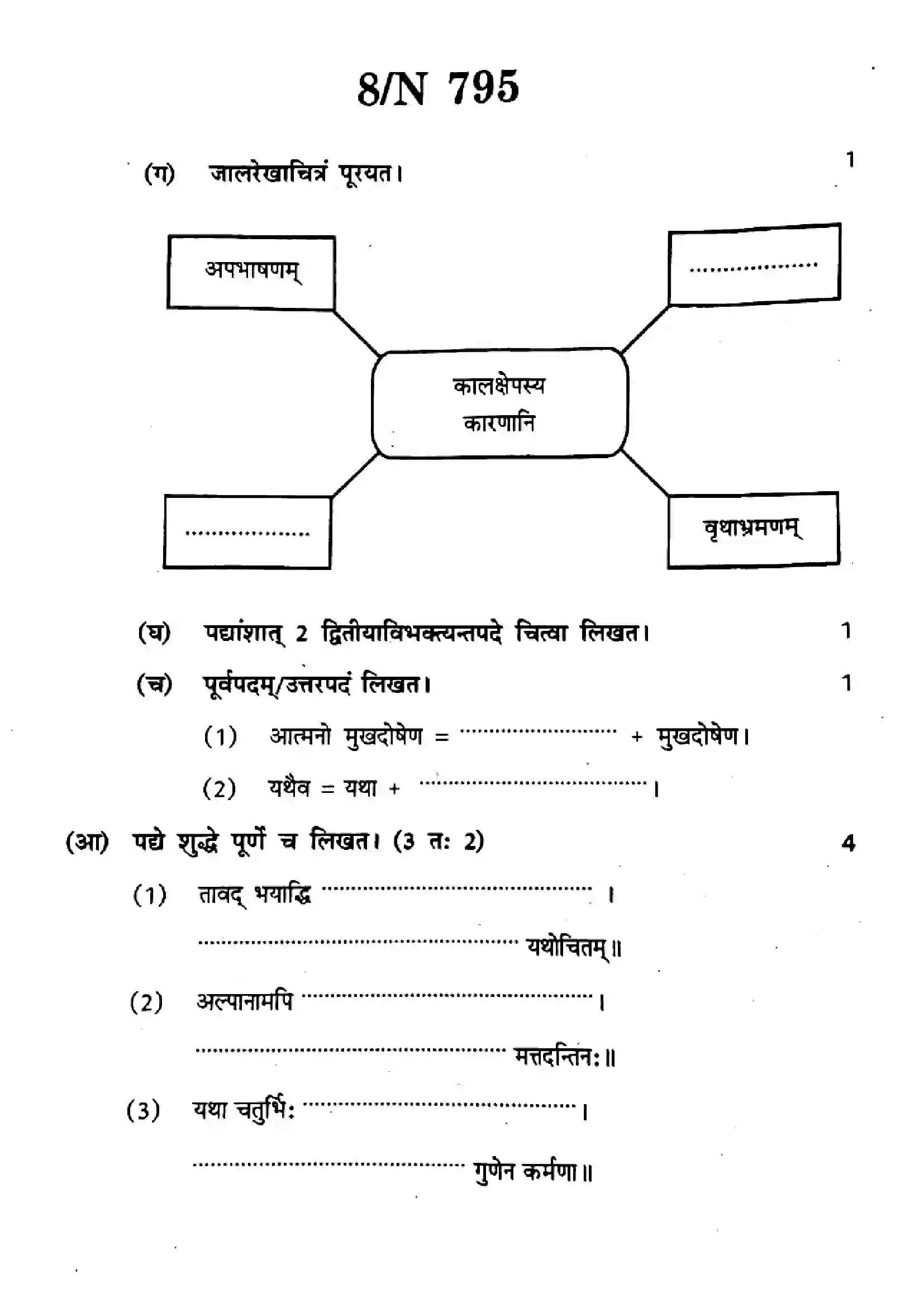 Maharashtra Board Class 10th 2025 Sanskrit (Composite) (SL & TL) - N-795 Previous Year Paper 8