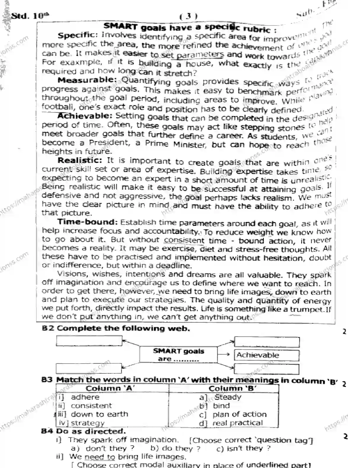 Maharashtra Board Class 10th 2026 1 SEM ENGLISH 281025 Previous Year Paper 3