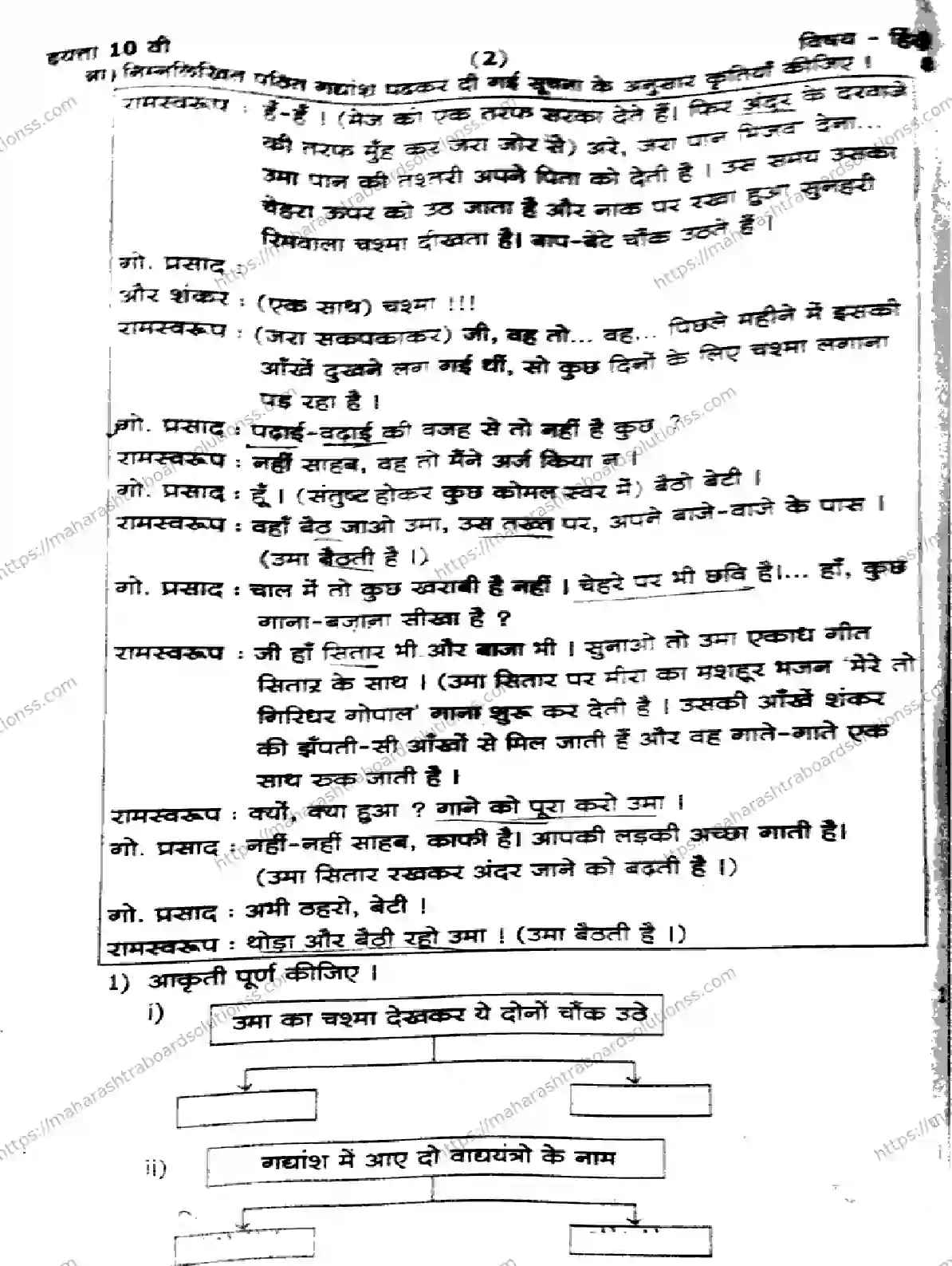 Maharashtra Board Class 10th 2026 1 SEM HINDI 281025 Previous Year Paper 2