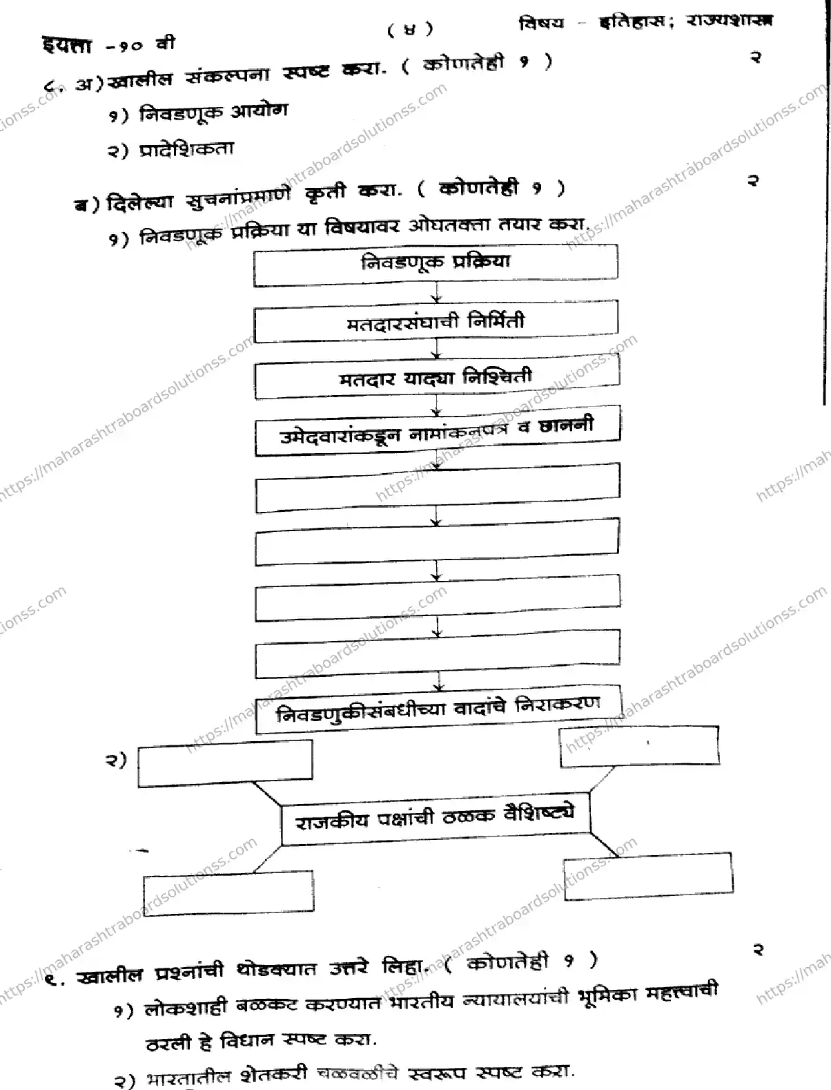Maharashtra Board Class 10th 2026 1 SEM HISTORY POLITICAL SCIENCE 281025 Previous Year Paper 4