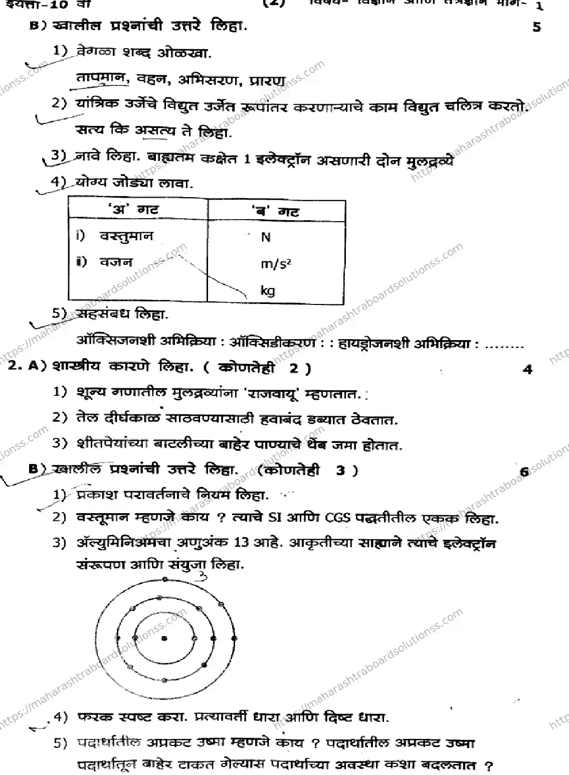 Maharashtra Board Class 10th 2026 1 SEM SCIENCE AND TECHNOLOGY PART 1 281025 Previous Year Paper 2