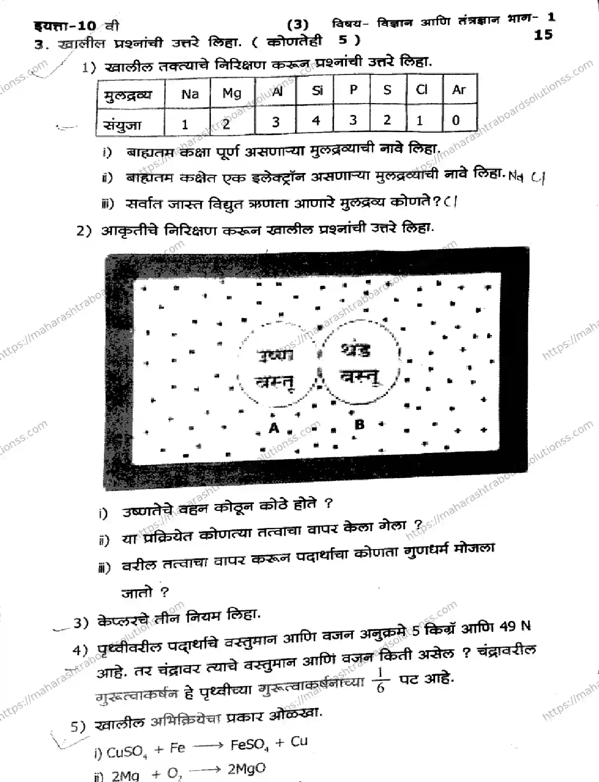 Maharashtra Board Class 10th 2026 1 SEM SCIENCE AND TECHNOLOGY PART 1 281025 Previous Year Paper 3