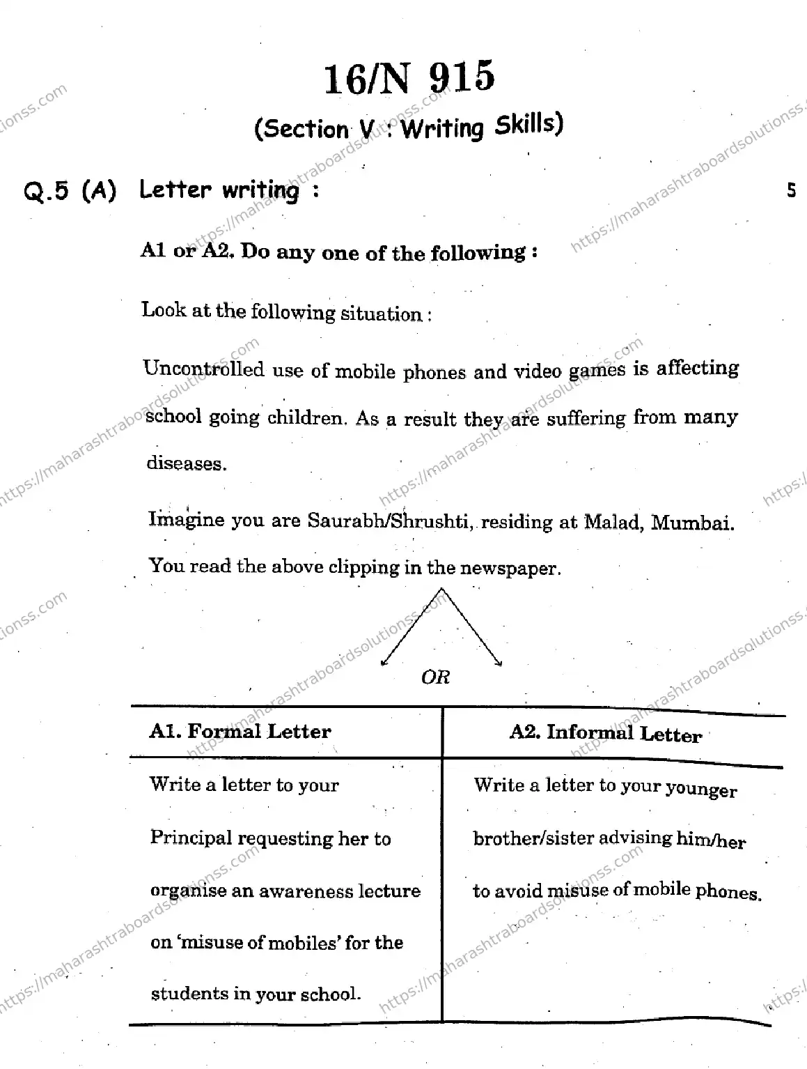 Maharashtra Board Class 10th 2026 ENGLISH FIRST LANGUAGE 03 N 915 Previous Year Paper 16