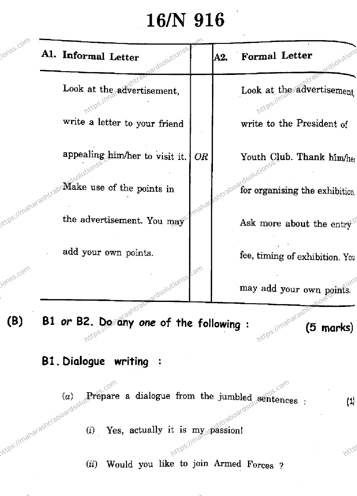 Maharashtra Board Class 10th 2026 ENGLISH THIRD LANGUAGE 17 N 916 Previous Year Paper 16