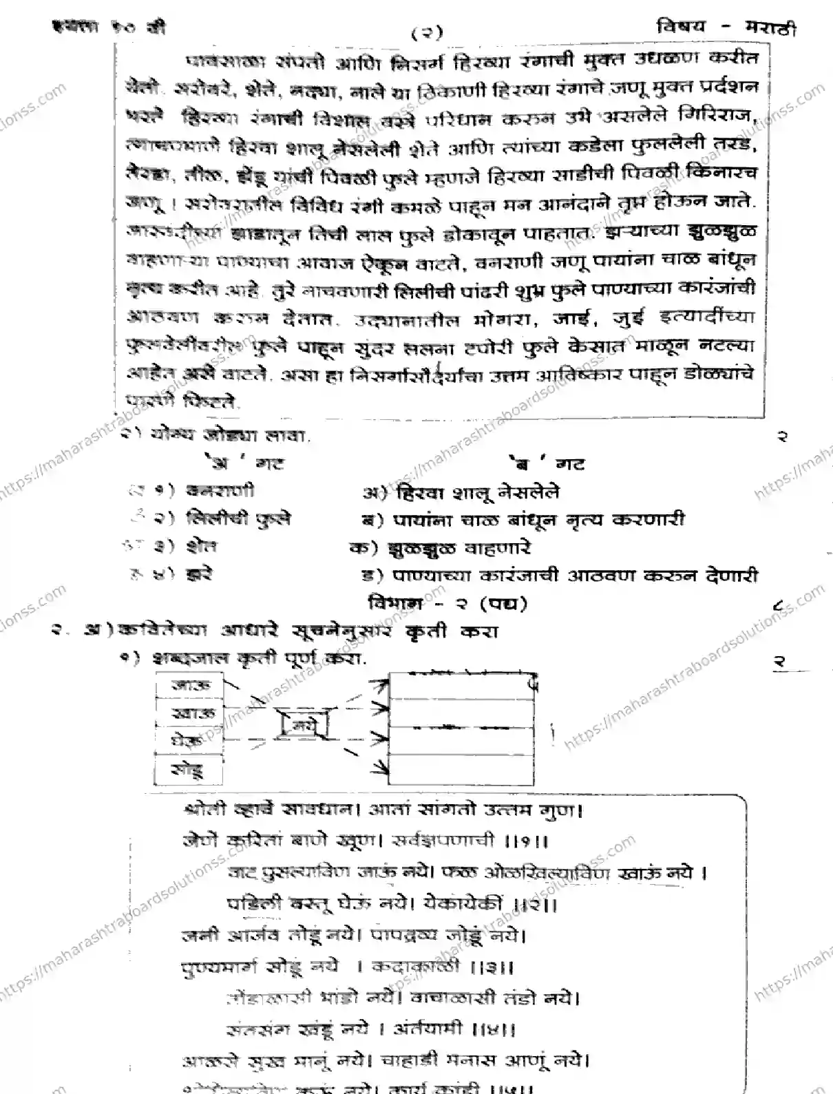 Maharashtra Board Class 10th 2026 FIRST UNIT TEST MARATHI 281025 Previous Year Paper 2