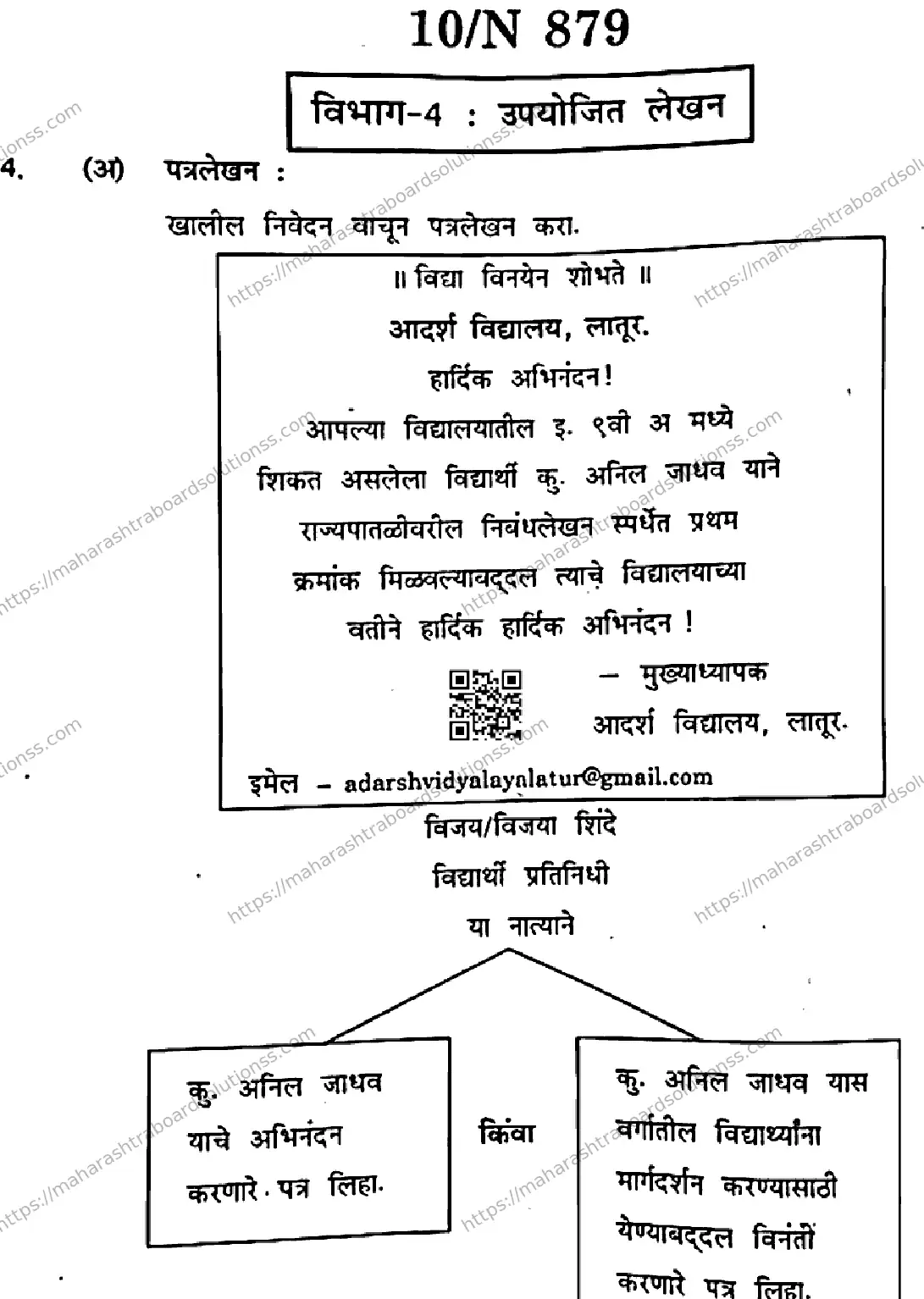 Maharashtra Board Class 10th 2026 MARATHI SECOND OR THIRD LANGUAGE COMPOSITE A N 879 Previous Year Paper 10