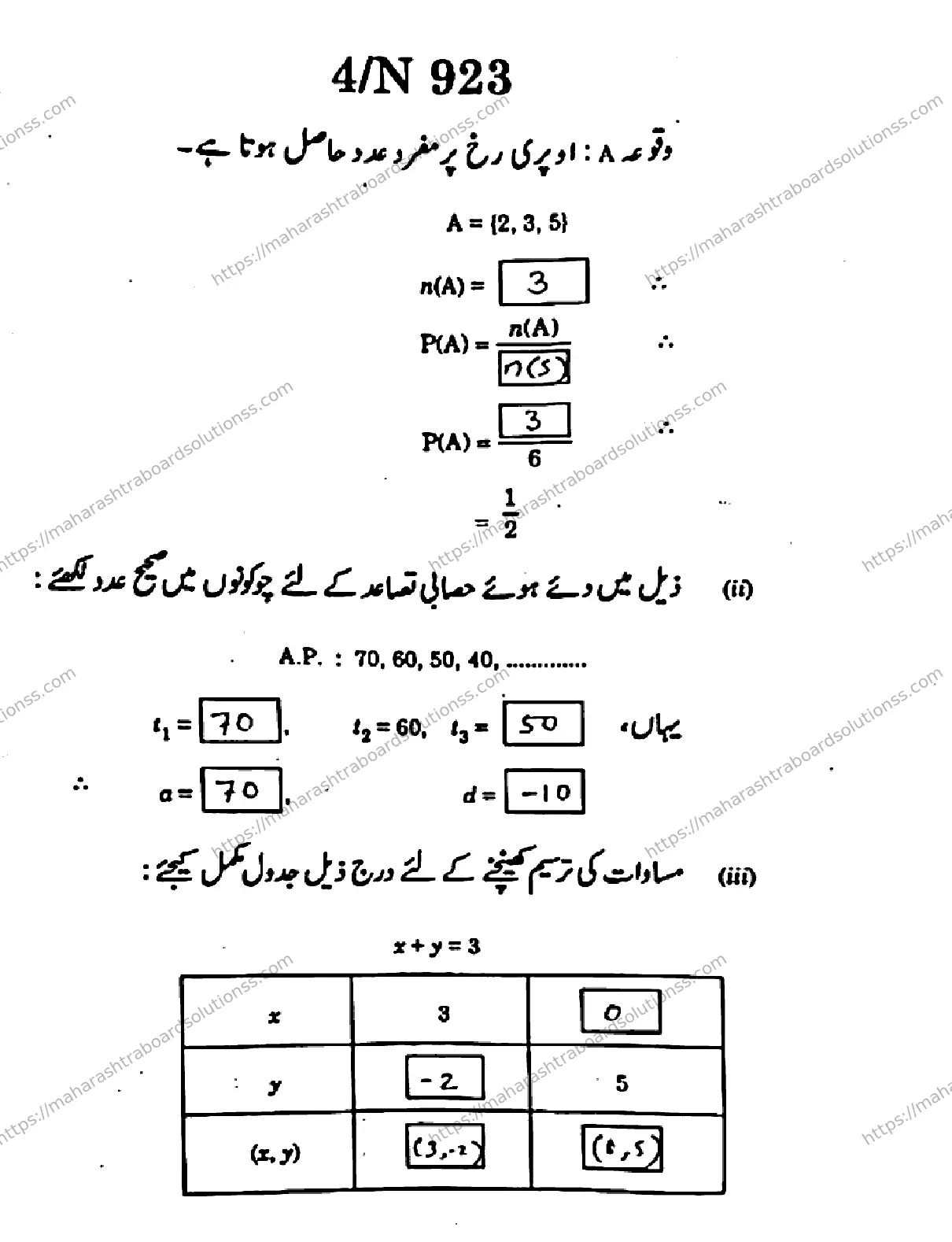 Maharashtra Board Class 10th 2026 MATHEMATICS ALGEBRA 71 N 923 Previous Year Paper 4