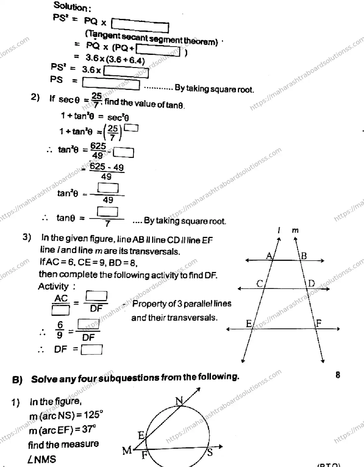 Maharashtra Board Class 10th 2026 PRELIMINARY MATHEMATICS 2 140126 Previous Year Paper 2