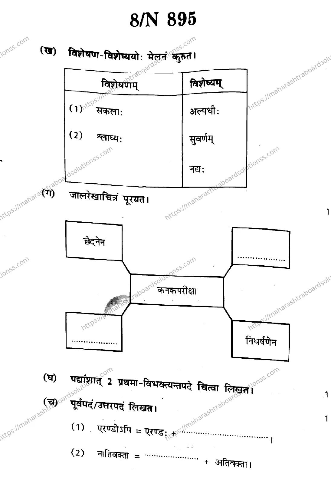Maharashtra Board Class 10th 2026 SANSKRIT SECOND OR THIRD LANGUAGE COMPOSITE N 895 Previous Year Paper 8