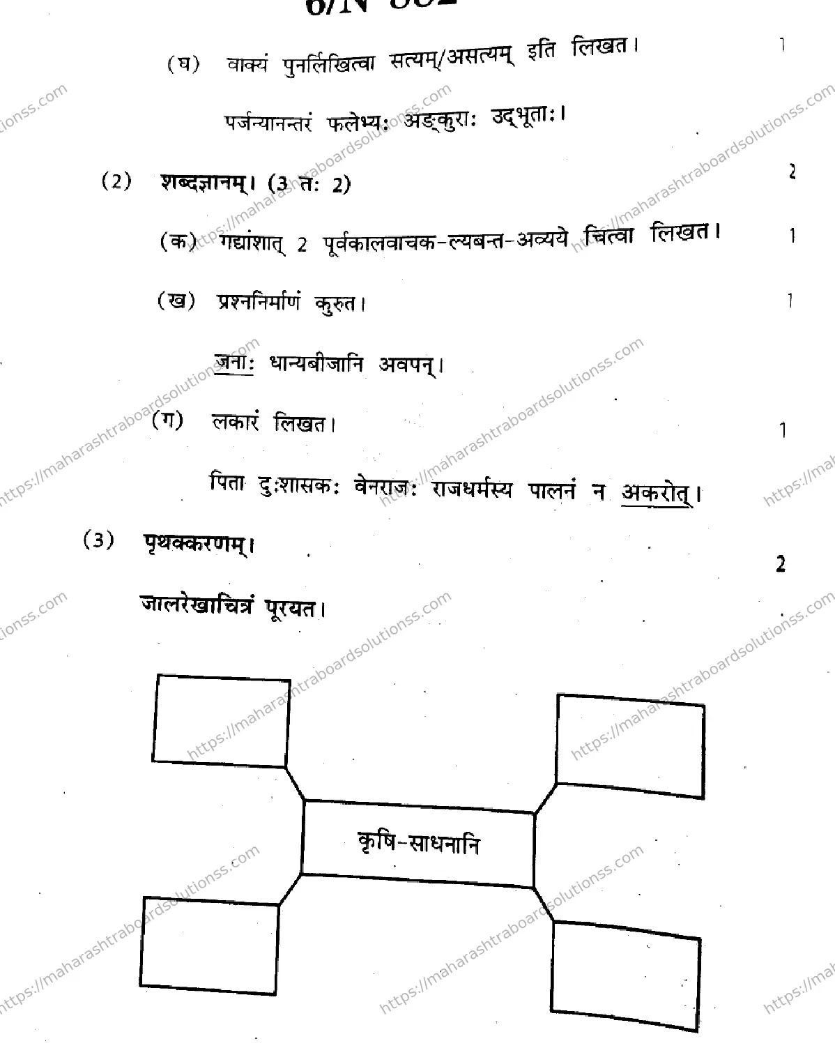 Maharashtra Board Class 10th 2026 SANSKRIT SECOND OR THIRD LANGUAGE N 882 Previous Year Paper 6