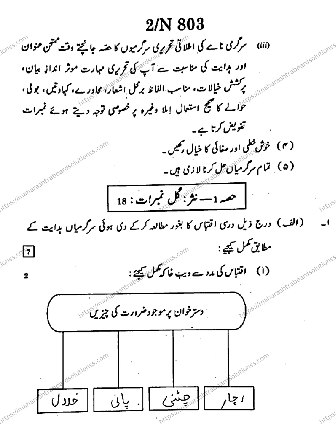 Maharashtra Board Class 10th 2026 URDU FIRST LANGUAGE 04 N 803 Previous Year Paper 2