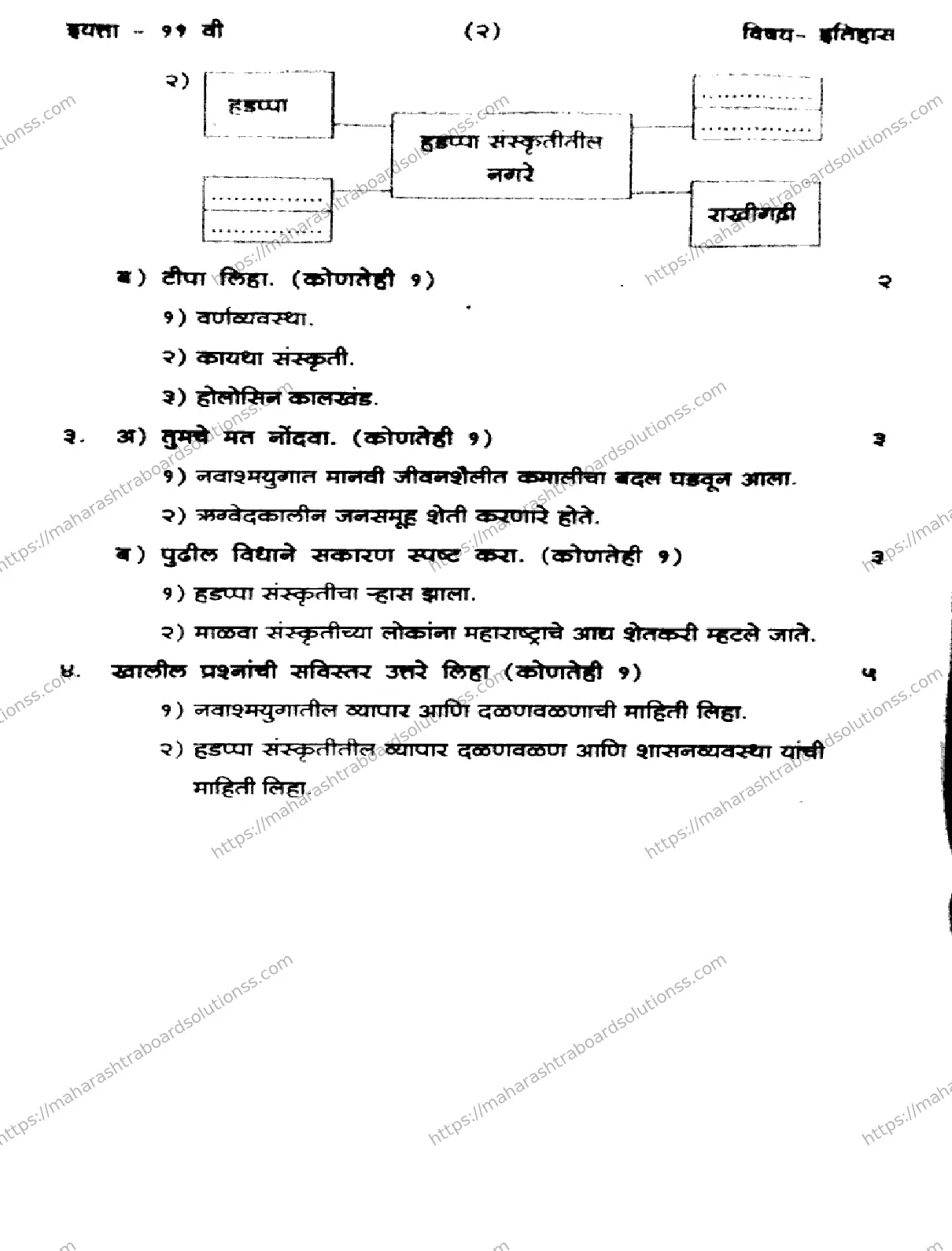 Maharashtra Board Class 11th 2026 FIRST UNIT TEST HISTORY 281025 Previous Year Paper 2