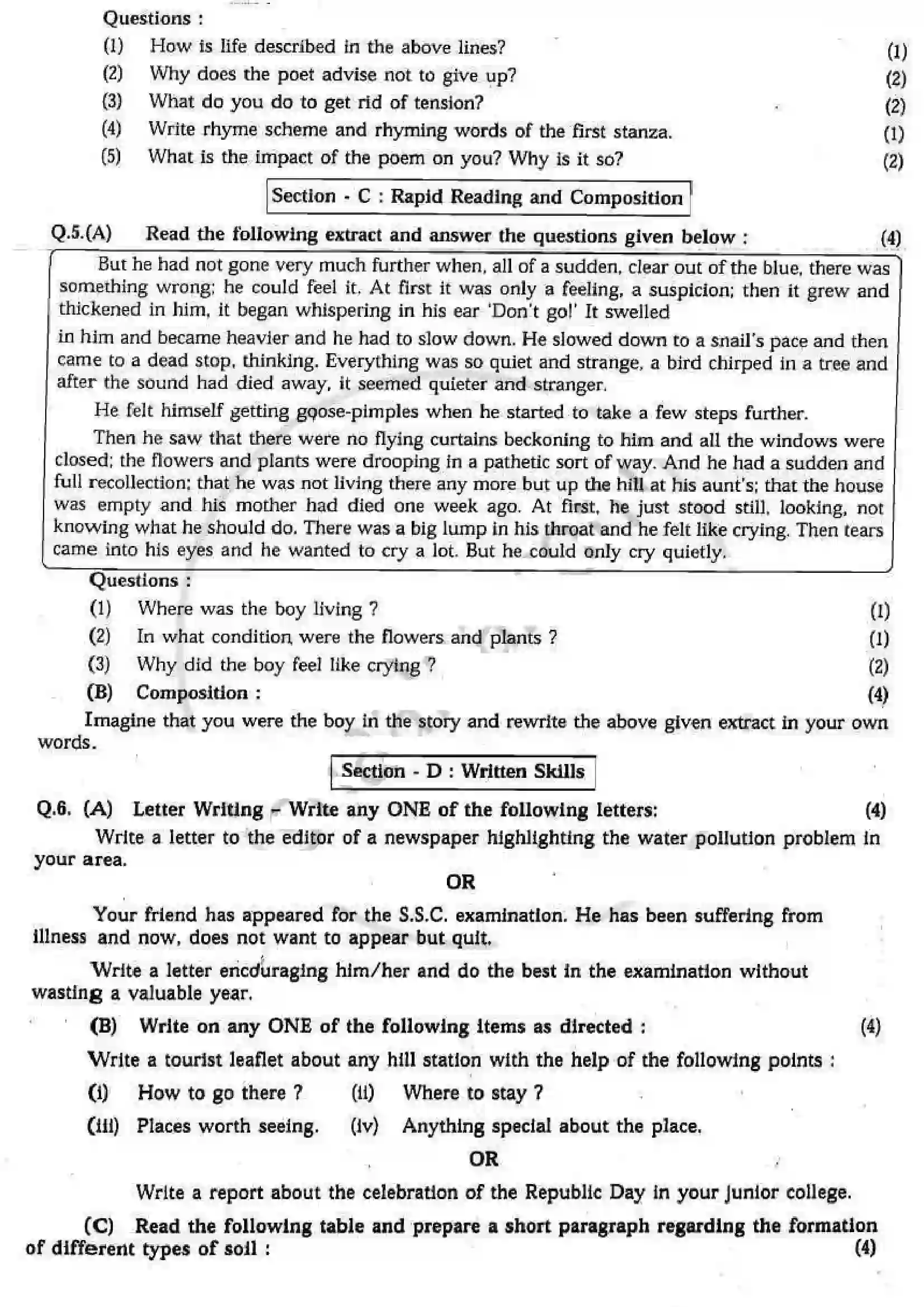 Maharashtra Board Class 12th 2008 English - March 2008 Previous Year Paper 4