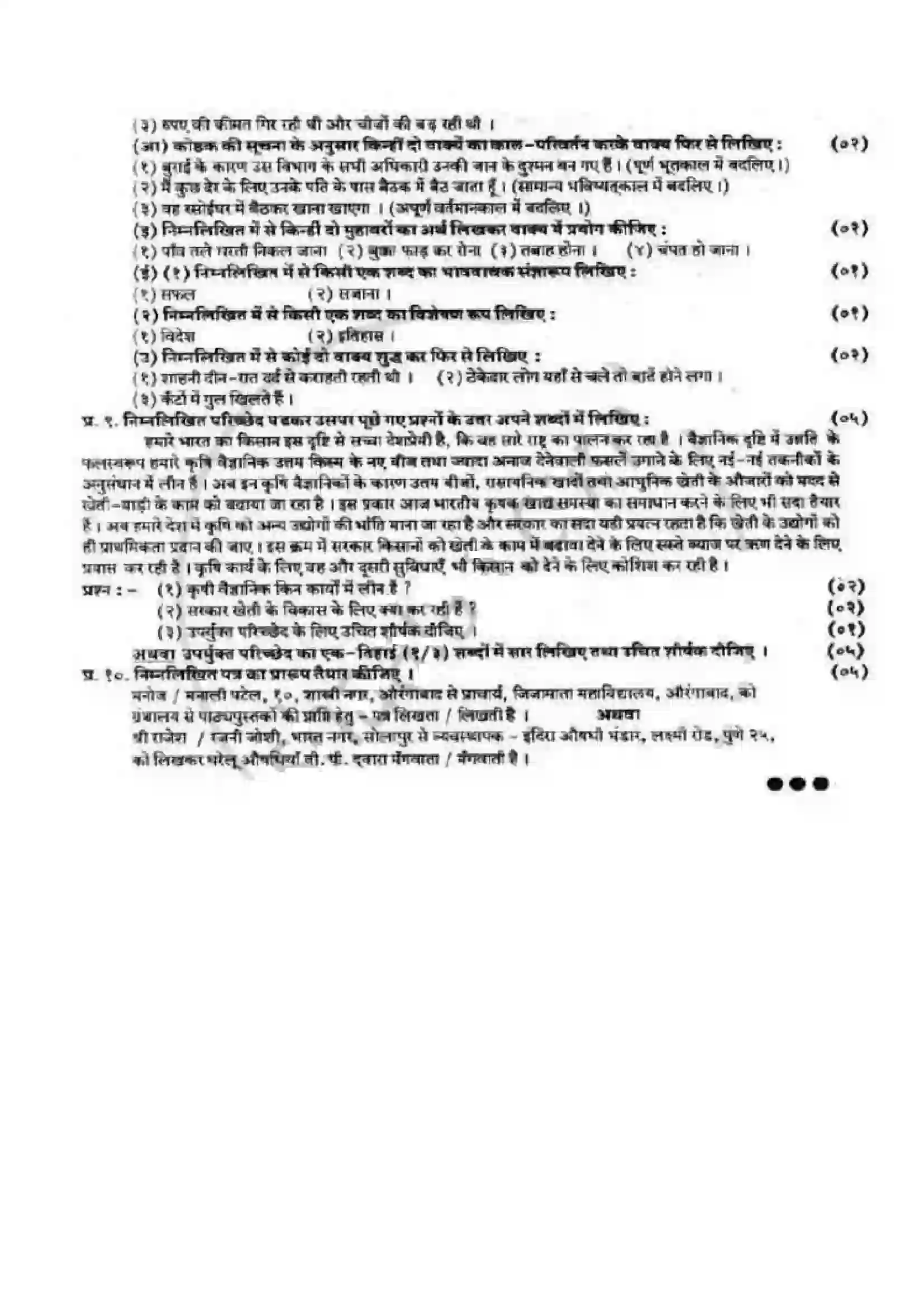 Maharashtra Board Class 12th 2010 Hindi - March 2010 Previous Year Paper 2