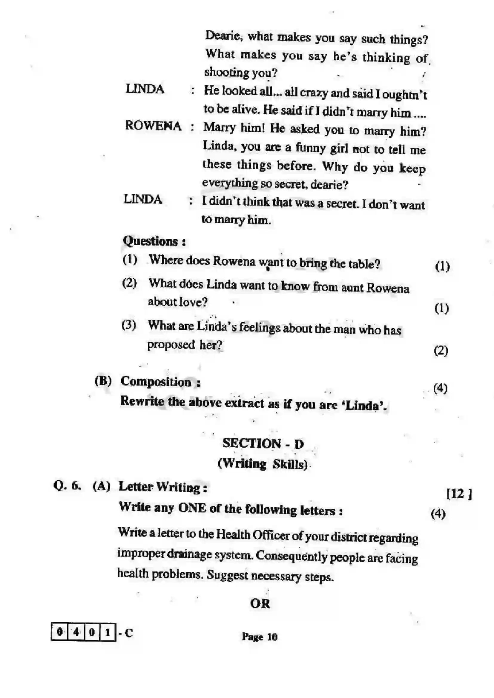 Maharashtra Board Class 12th 2012 English - March 2012 - Set-C Previous Year Paper 10