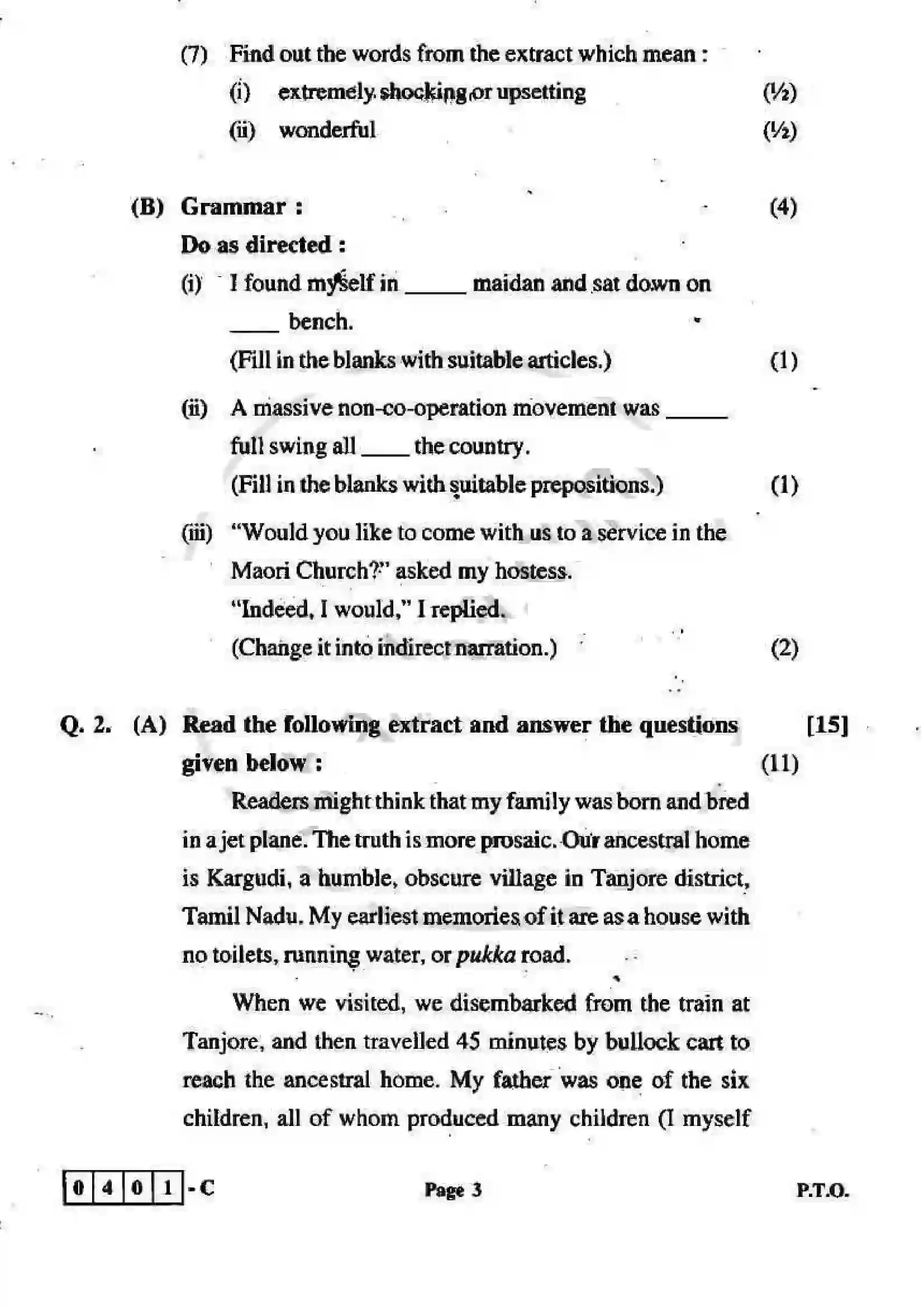 Maharashtra Board Class 12th 2012 English - March 2012 - Set-C Previous Year Paper 3