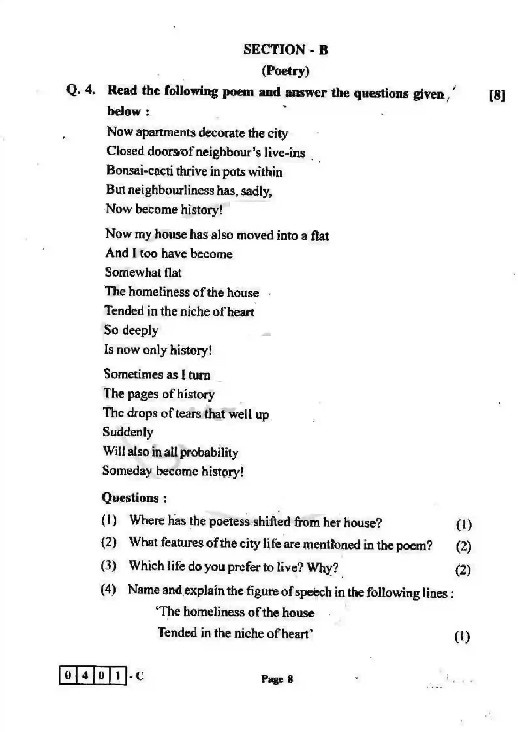 Maharashtra Board Class 12th 2012 English - March 2012 - Set-C Previous Year Paper 8