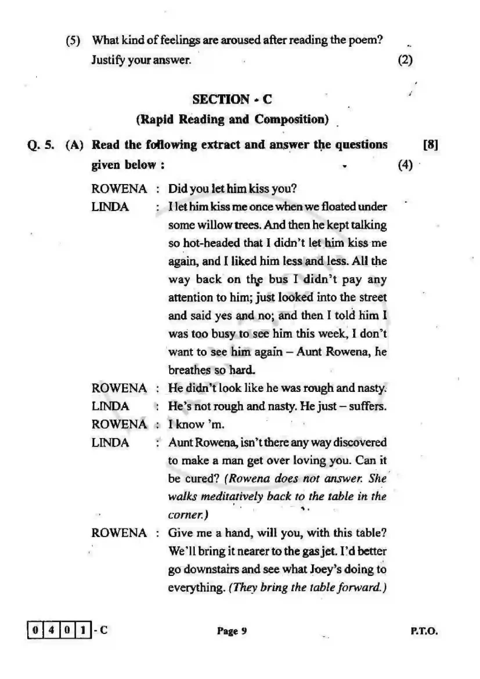 Maharashtra Board Class 12th 2012 English - March 2012 - Set-C Previous Year Paper 9