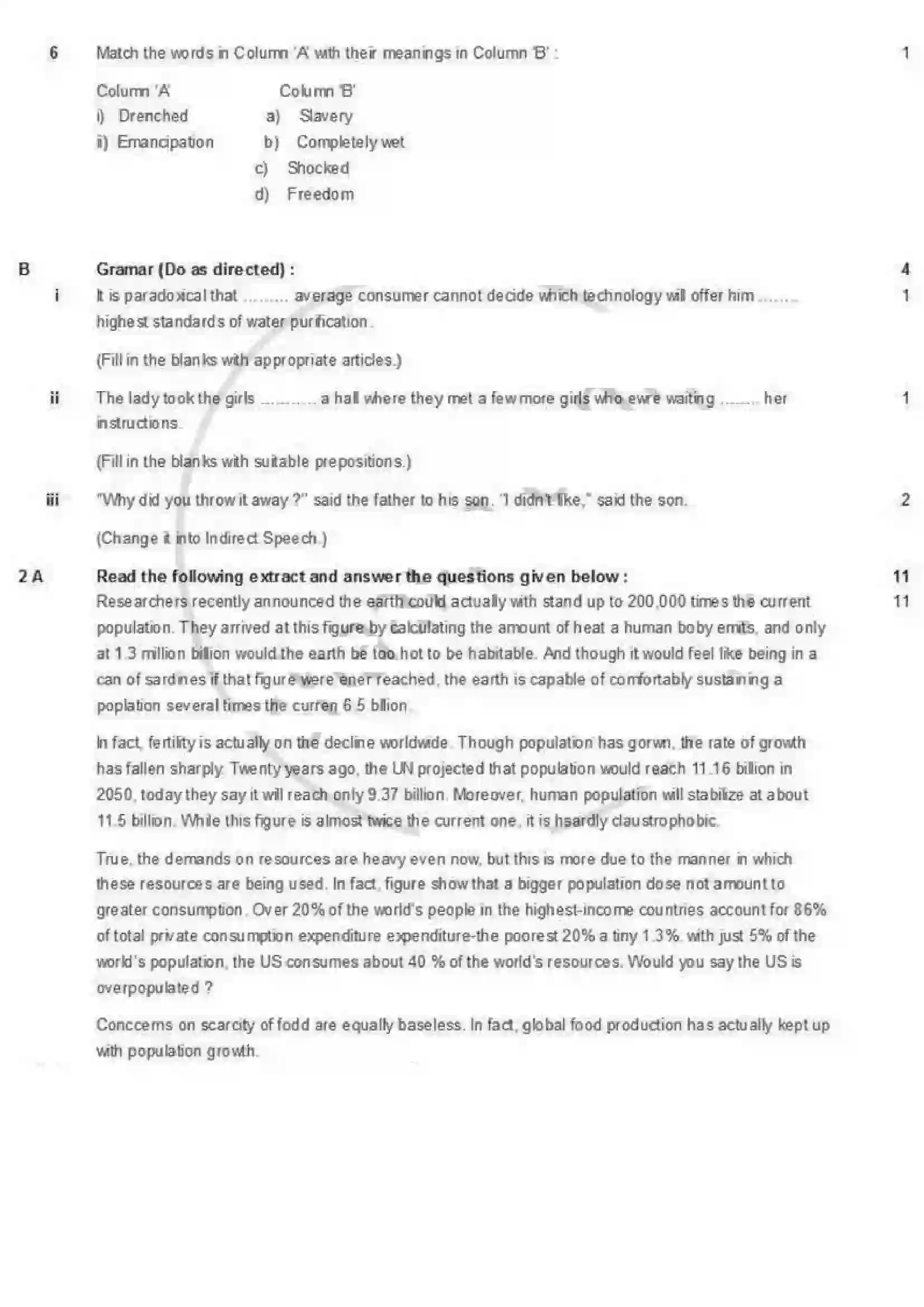Maharashtra Board Class 12th 2013 English - Oct 2013 - Set-1 Previous Year Paper 2