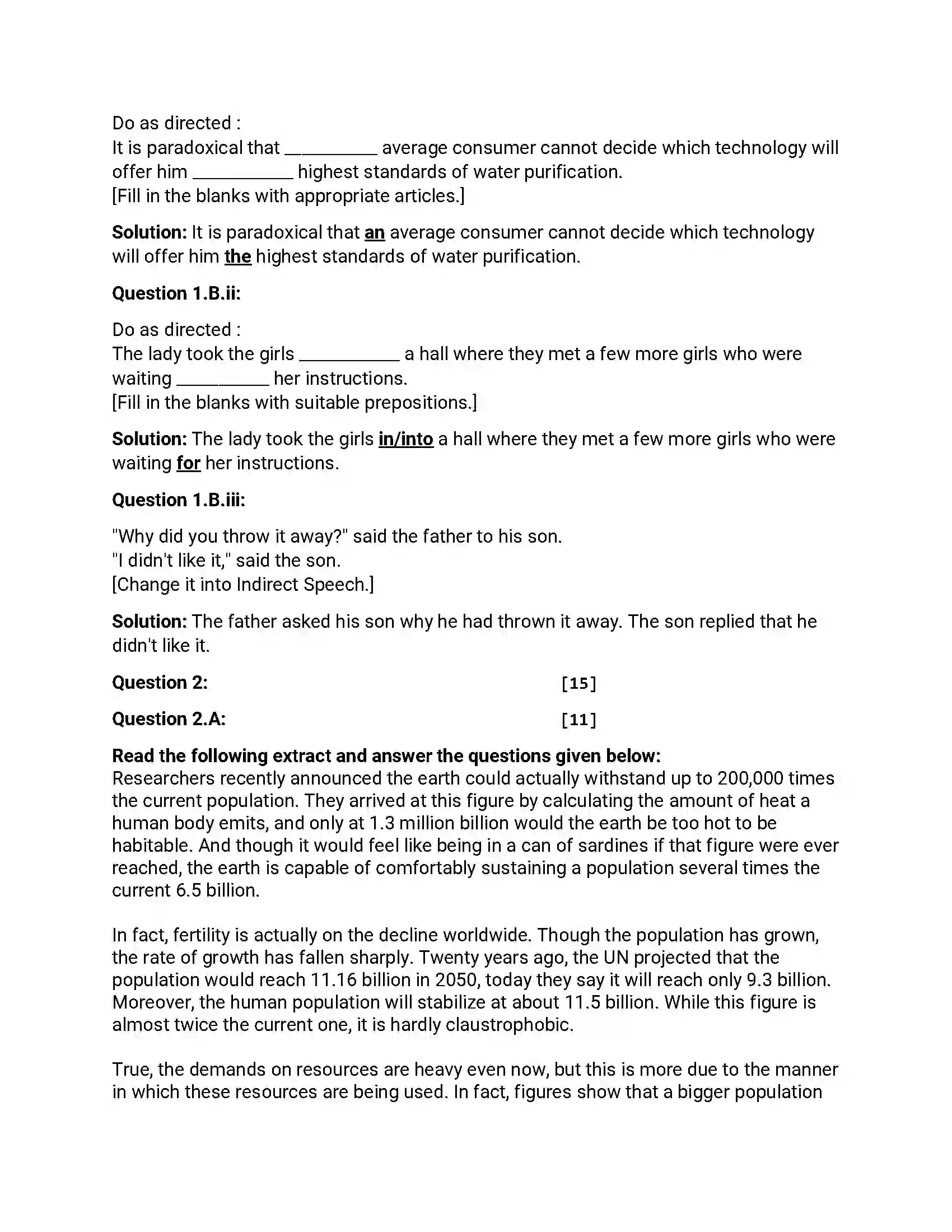 Maharashtra Board Class 12th 2013 English - Oct 2013 - Set-2 Previous Year Paper 3