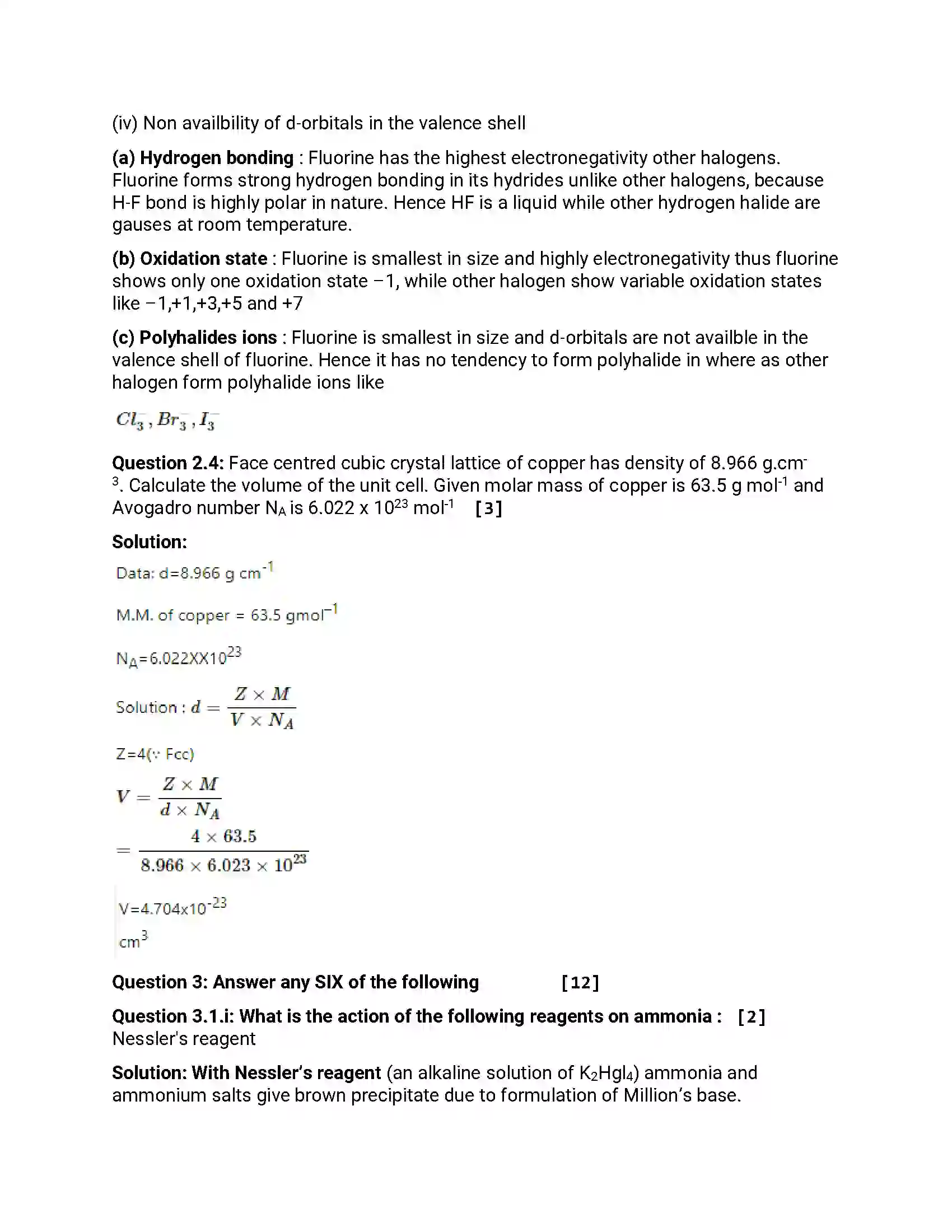 Maharashtra Board Class 12th 2014 Chemistry - March 2014 Previous Year Paper 6