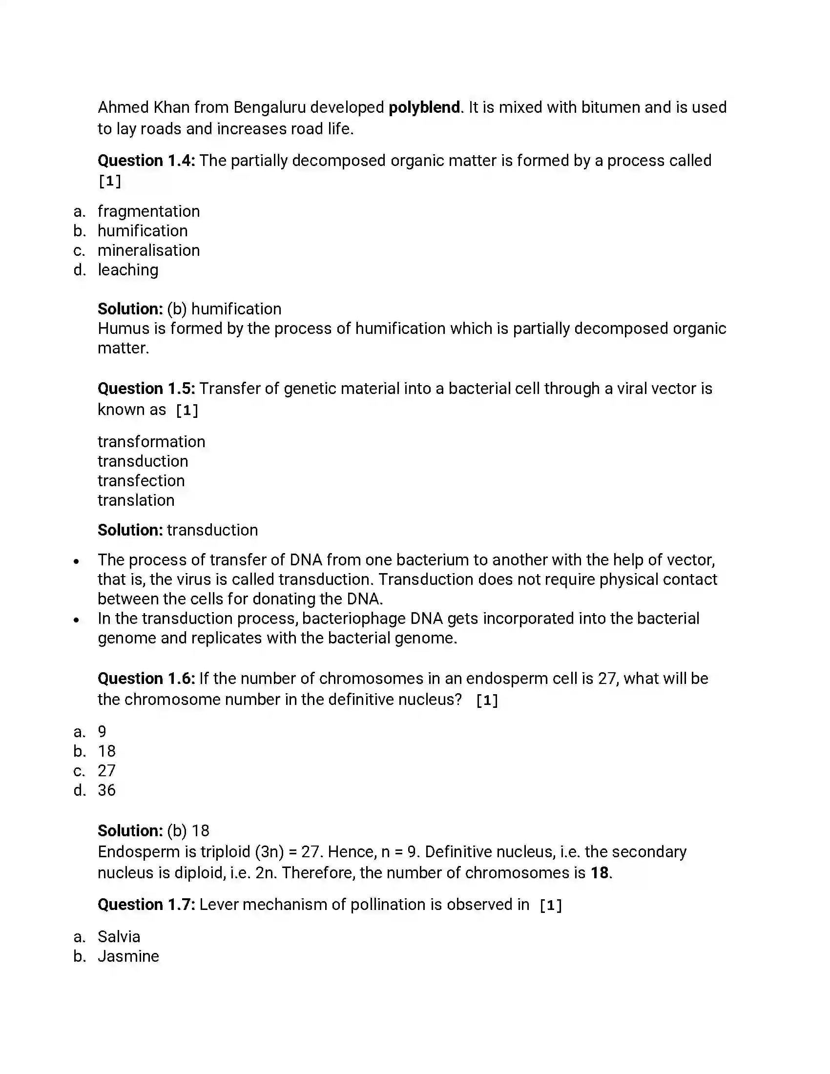 Maharashtra Board Class 12th 2015 Biology - March 2015 Previous Year Paper 2
