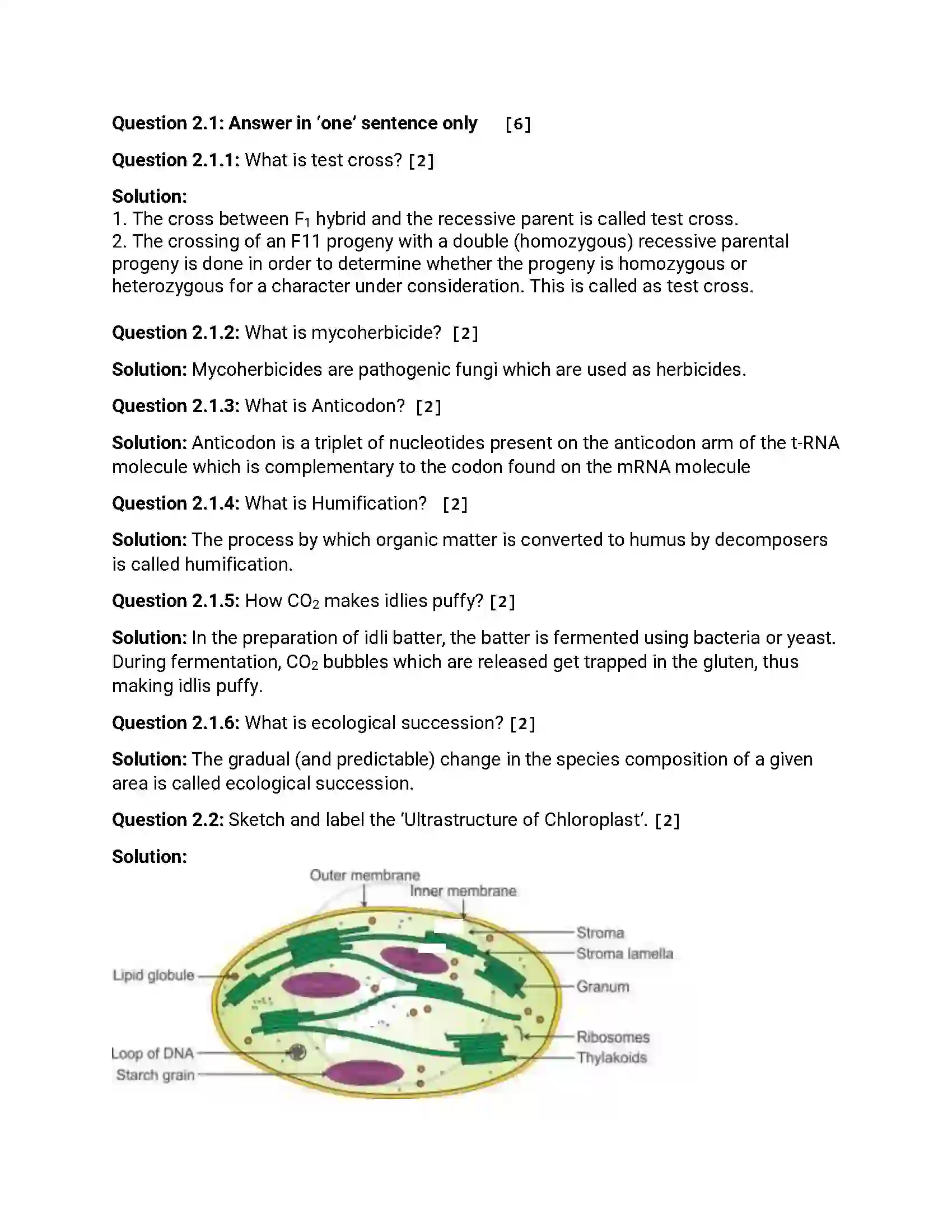 Maharashtra Board Class 12th 2016 Biology - March 2016 Previous Year Paper 3