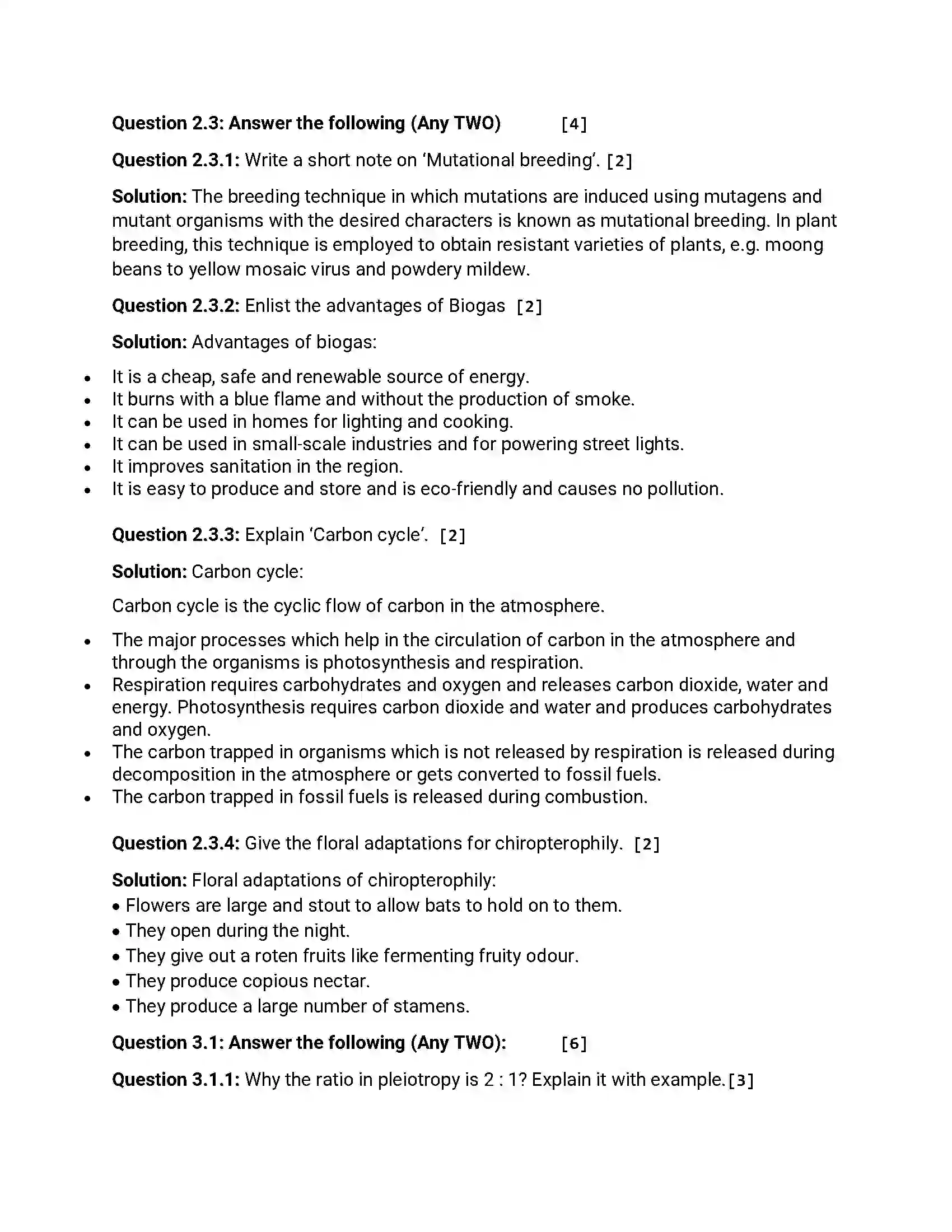 Maharashtra Board Class 12th 2016 Biology - March 2016 Previous Year Paper 4