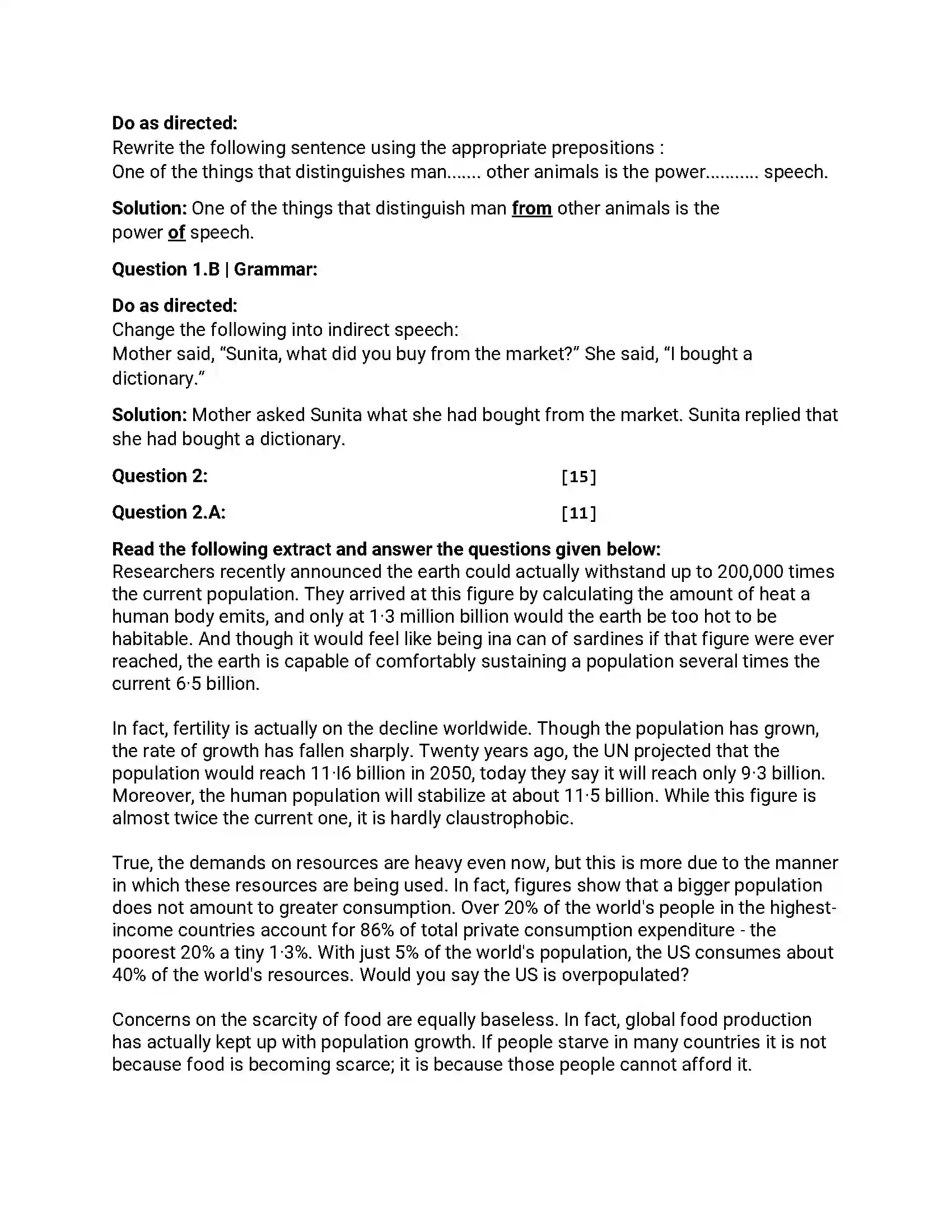 Maharashtra Board Class 12th 2016 English - March 2016 - Set-A Previous Year Paper 3