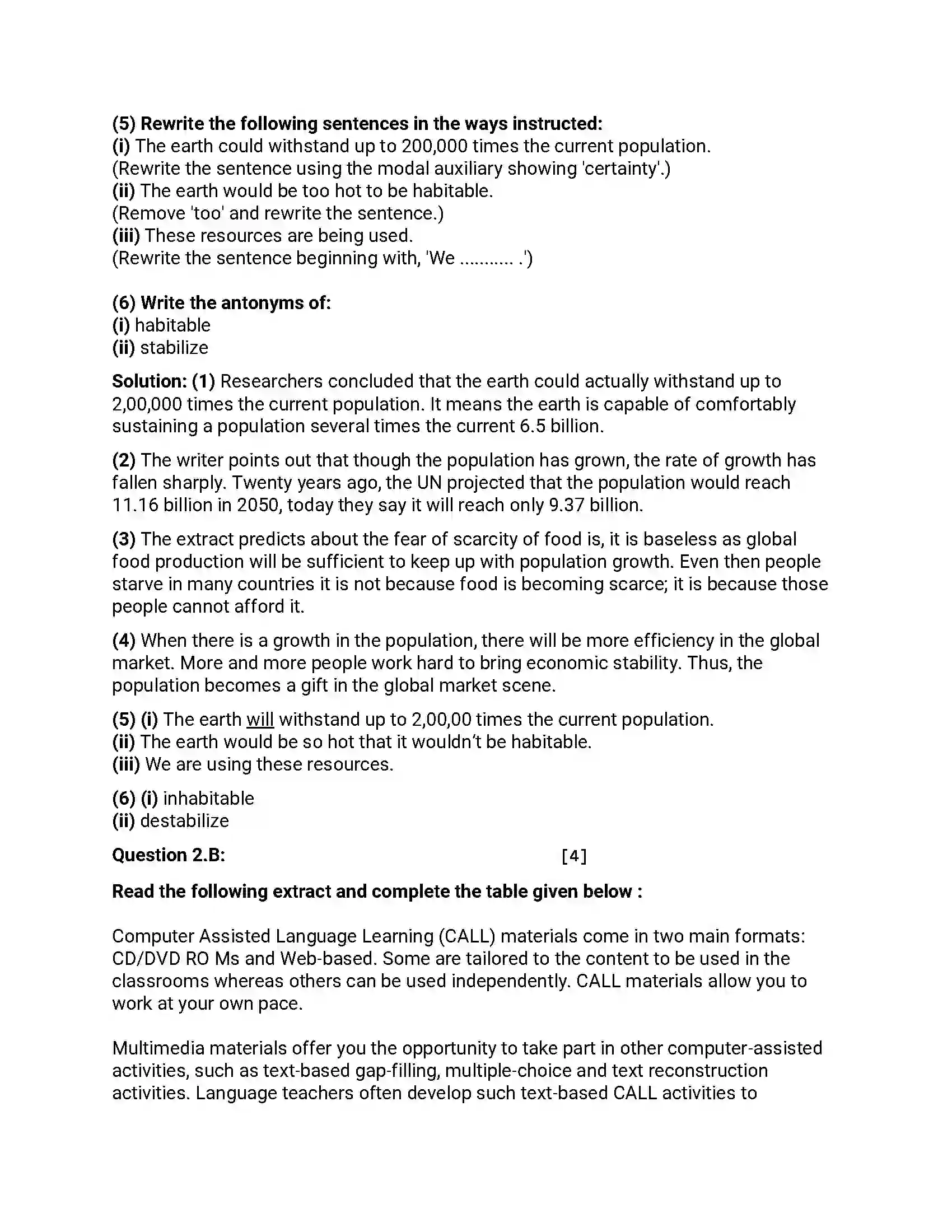 Maharashtra Board Class 12th 2016 English - March 2016 - Set-B Previous Year Paper 4