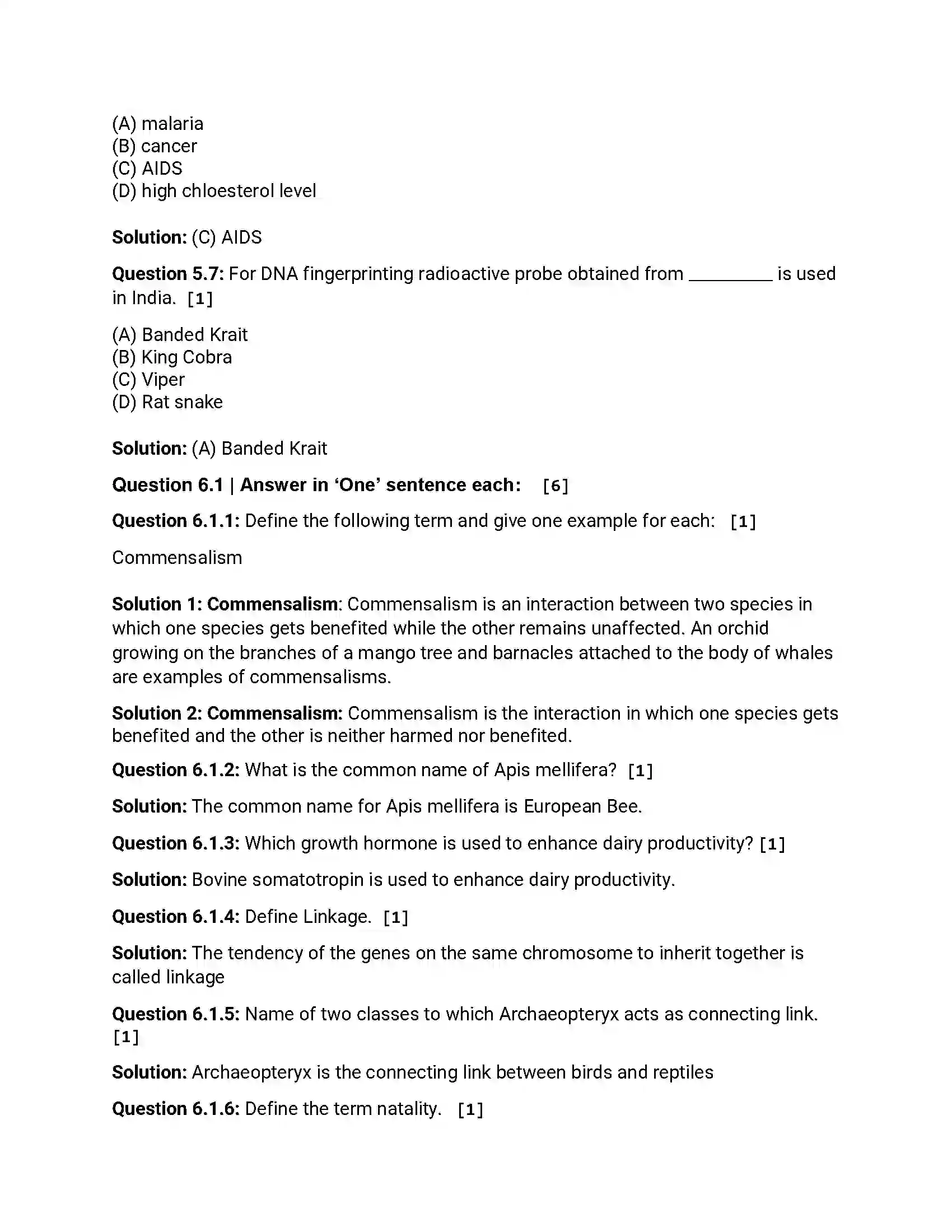 Maharashtra Board Class 12th 2016 Biology - Jul 2016 Previous Year Paper 13