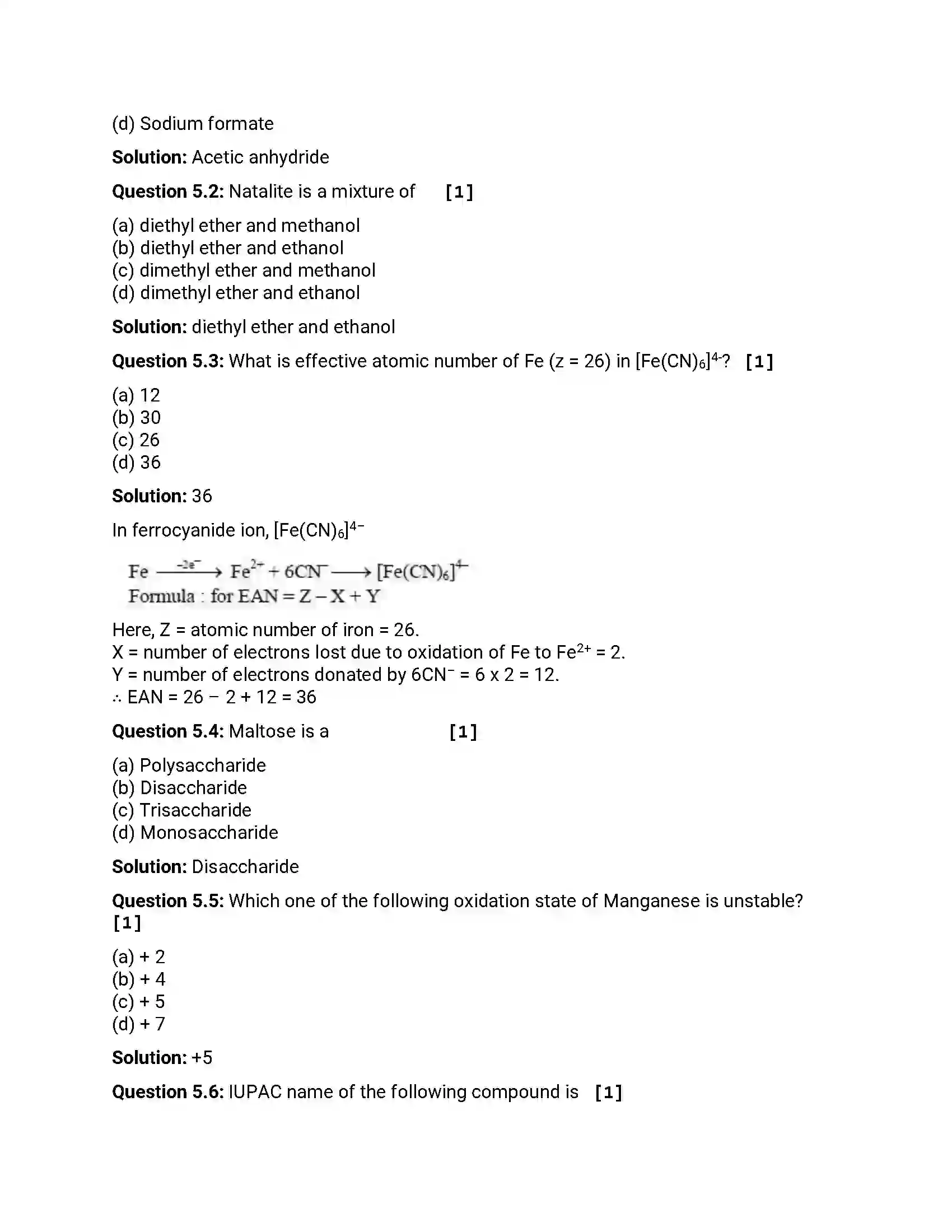 Maharashtra Board Class 12th 2016 Chemistry - Jul 2016 Previous Year Paper 14